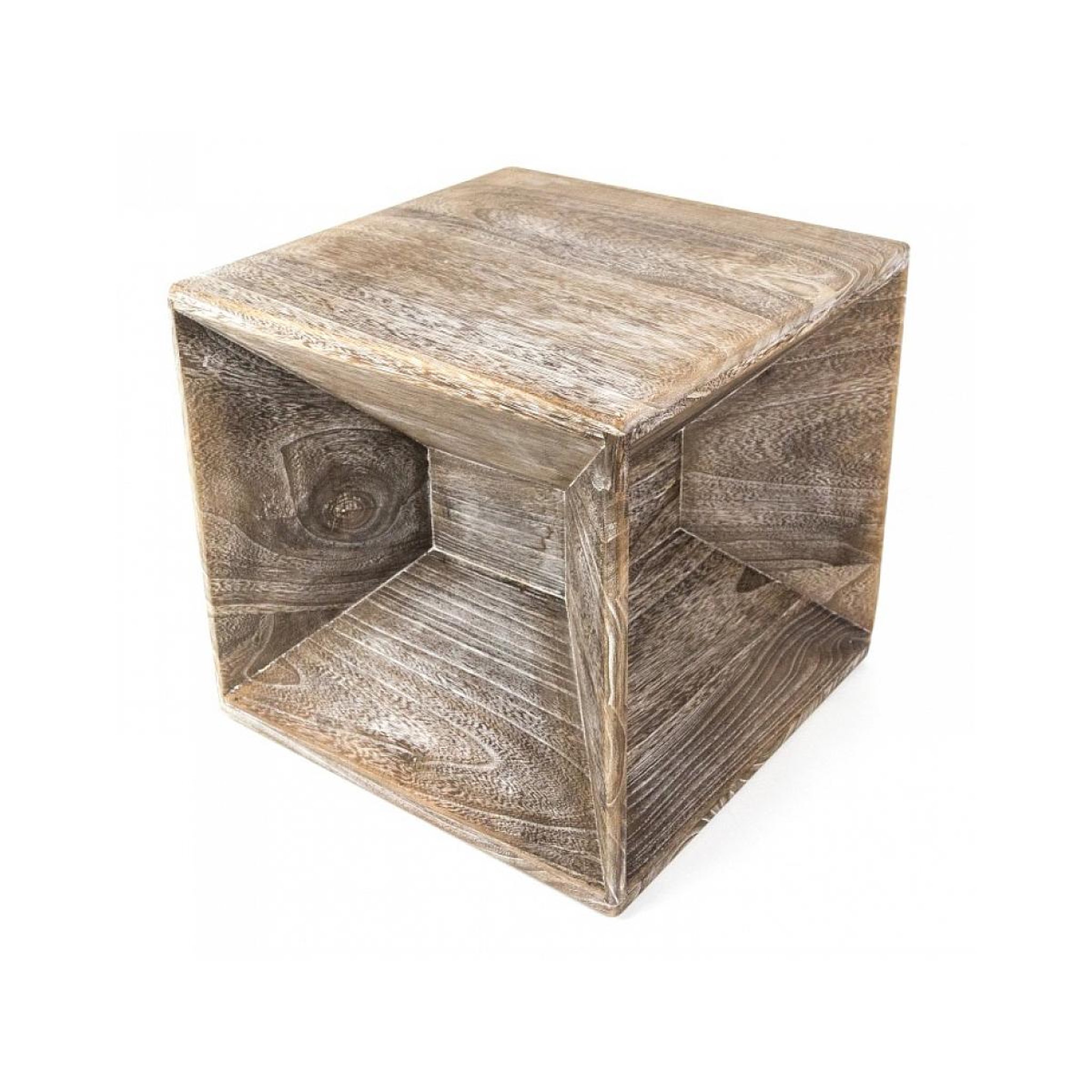 HomeStyle4U Table d appoint en bois cube gris