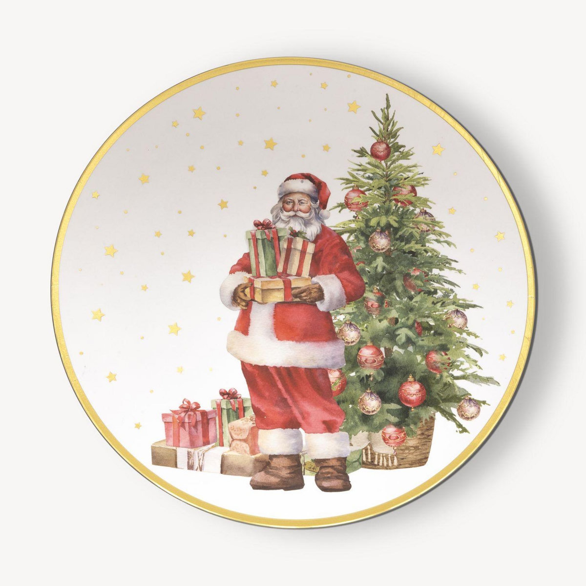 FEERIC LIGHT & CHRISTMAS Lot de 12 assiettes de présentation PÈRE NOËL - Blanc