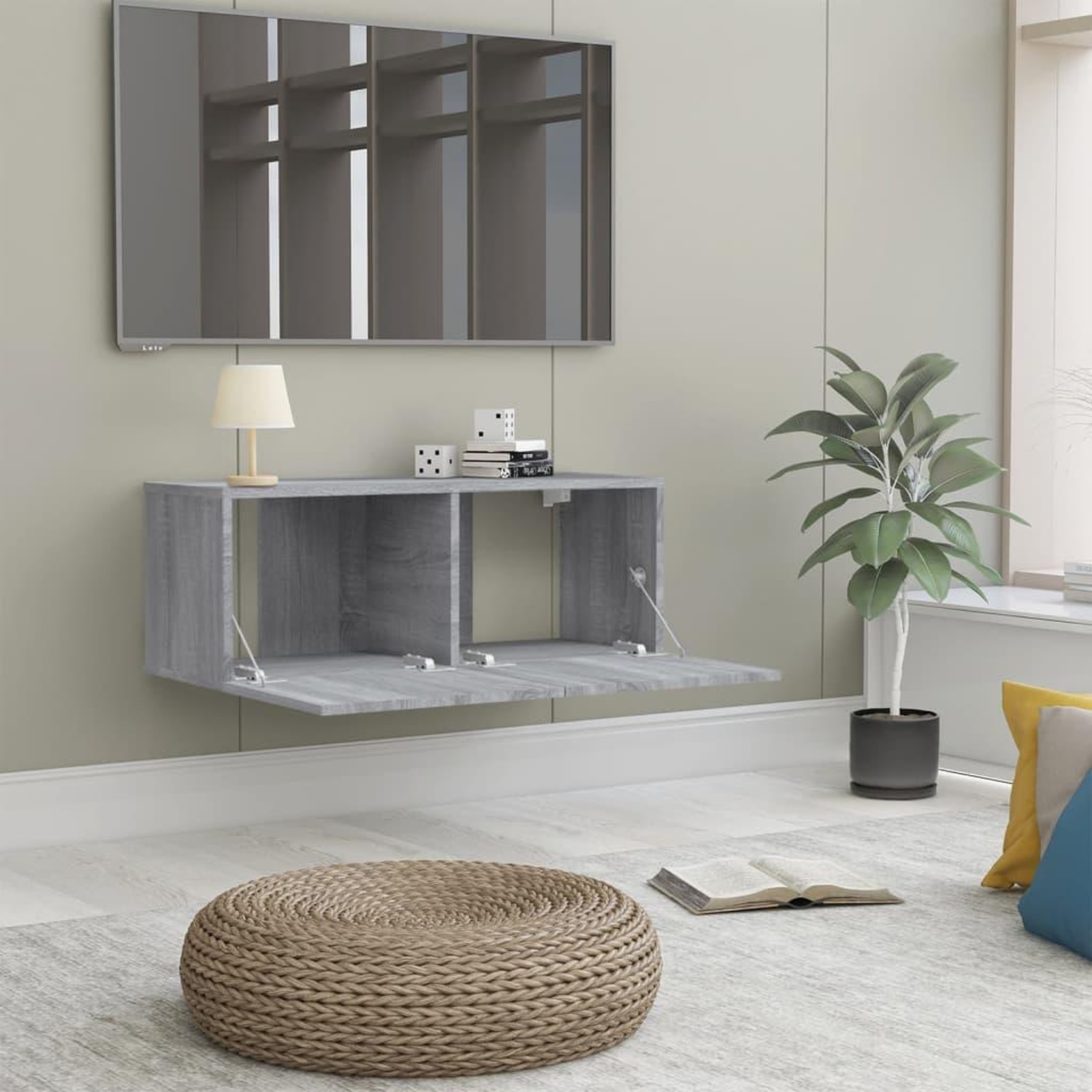 Voir la diapositive 3 : VIDAXL Meuble TV sonoma gris 80x30x30 cm bois d'ingenierie