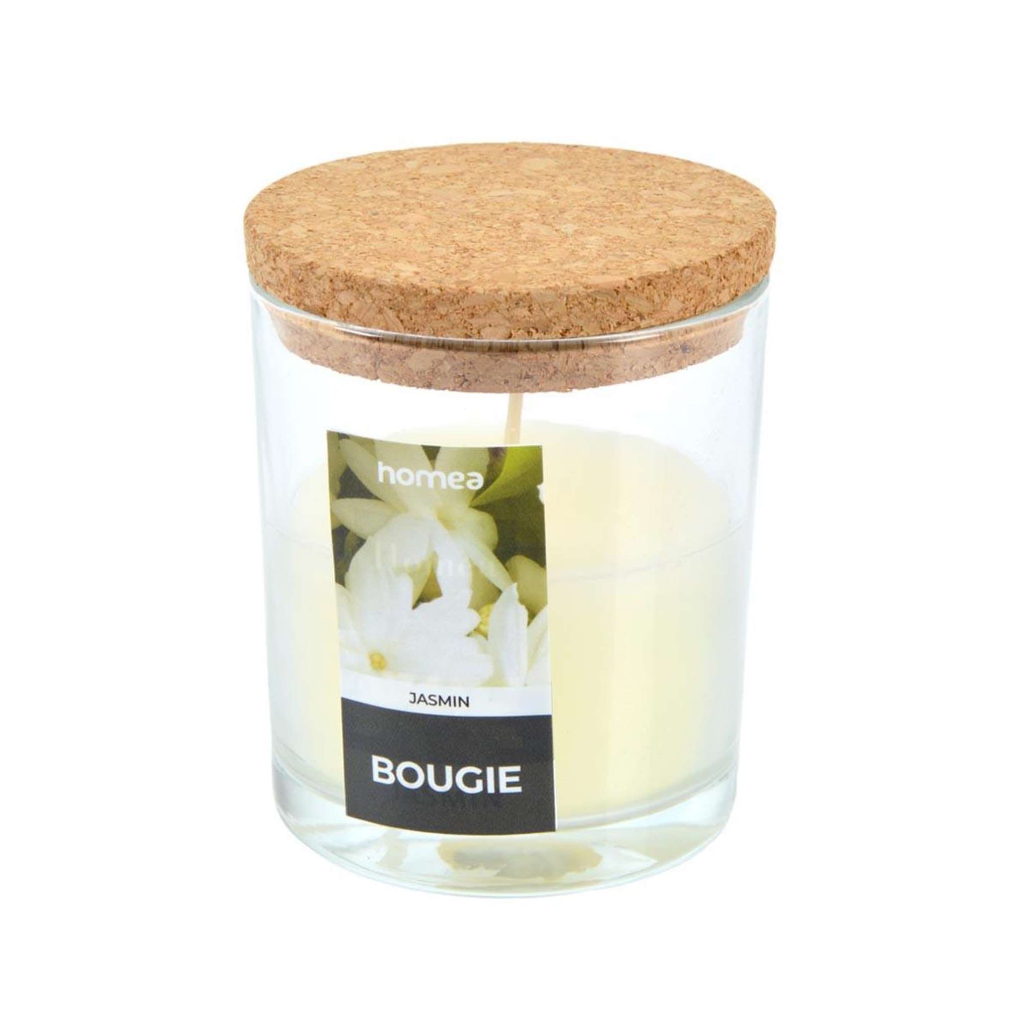 HOMEA Bougie verrine parfumée  essentiel ii  8cm jasmin