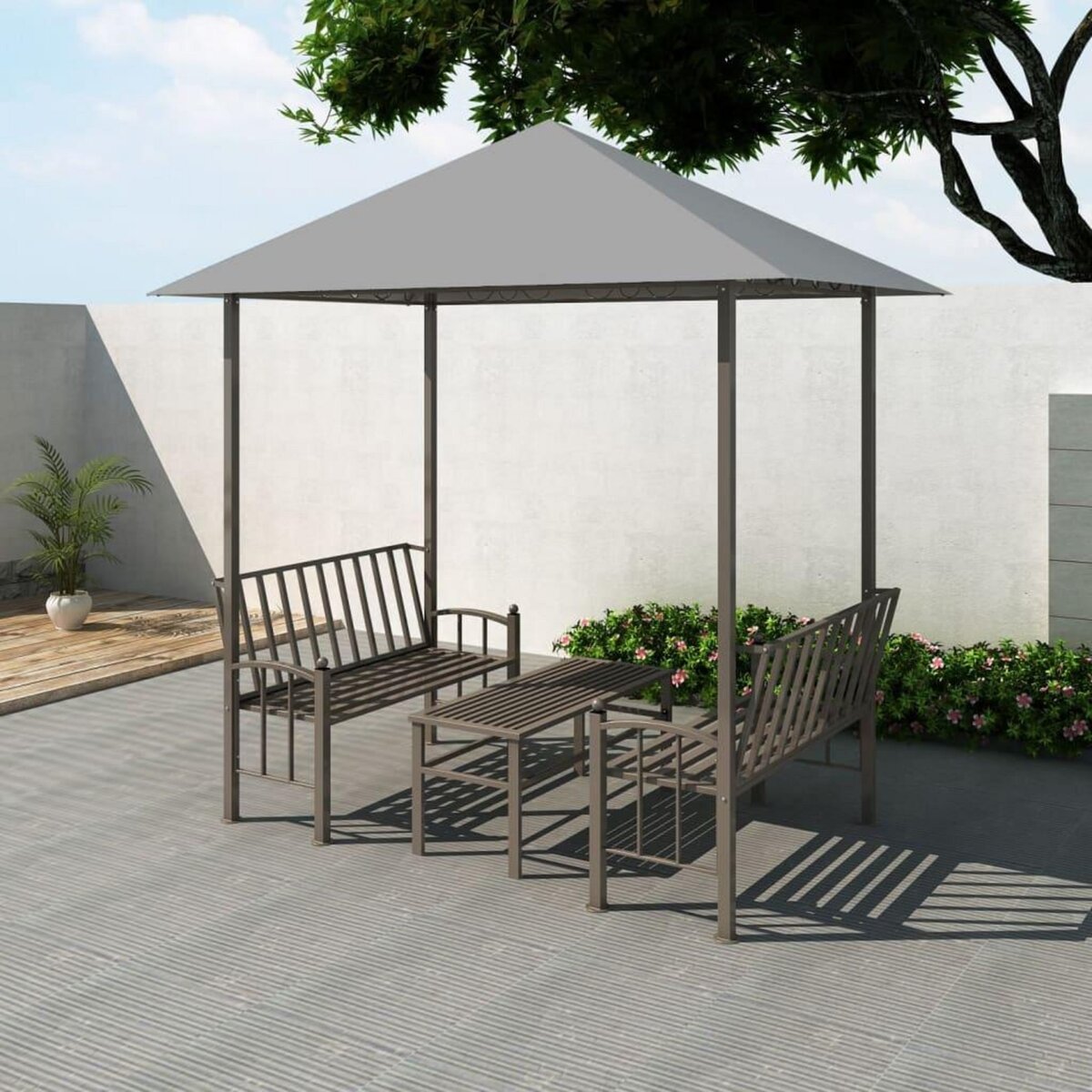 VIDAXL Chapiteau de jardin avec table et bancs 2,5x1,5x2,4m Anthracite pas  cher 