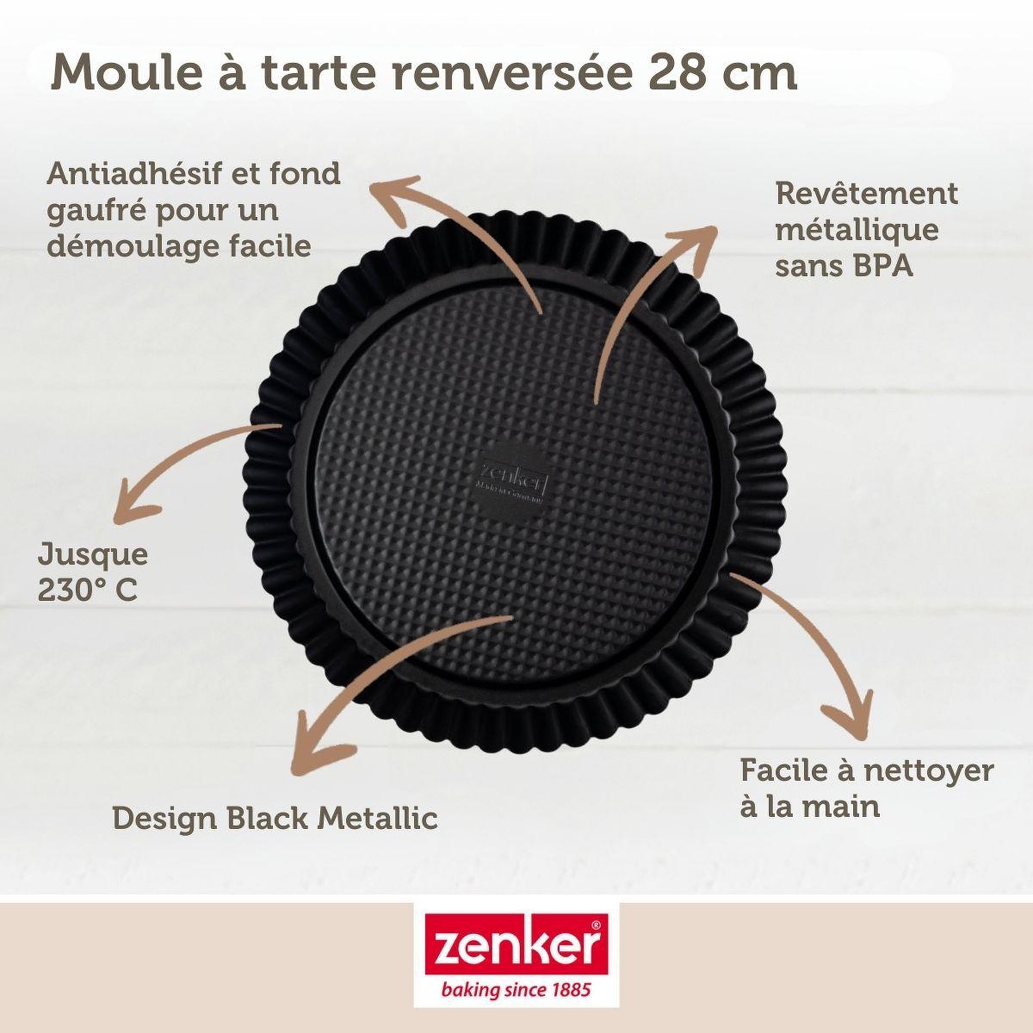 Voir la diapositive 4 : ZENKER Moule à tarte renversée 28 cm zenker black metallic