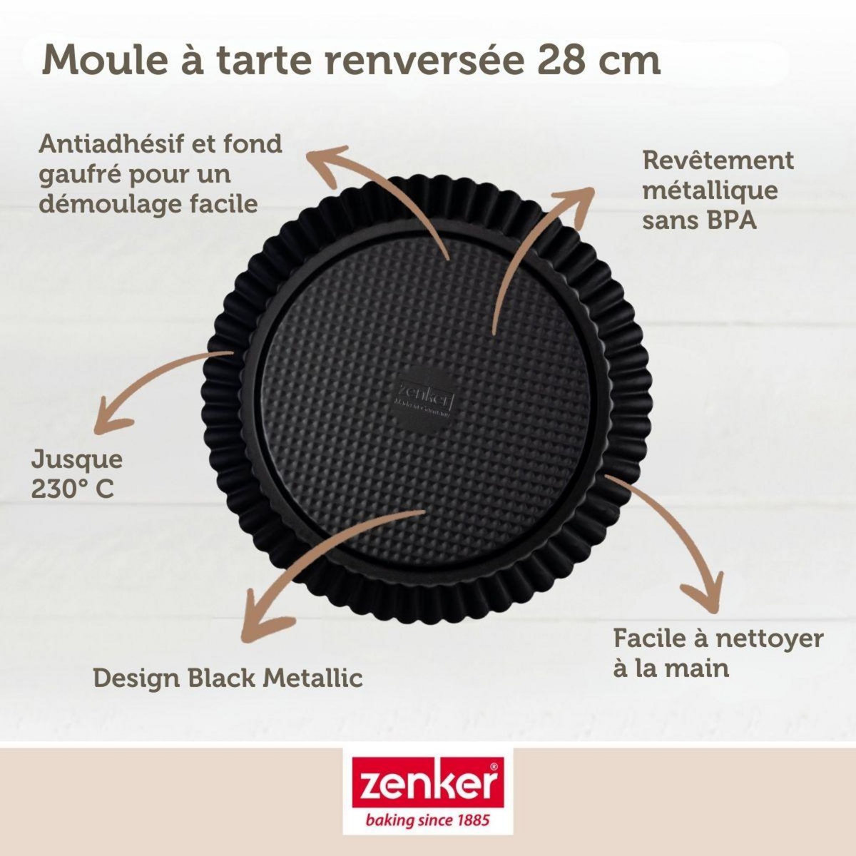 ZENKER Moule à tarte renversée 28 cm Zenker Black Metallic
