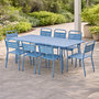 Voir la diapositive 5 : CONCEPT USINE Ensemble table de jardin 160 cm et 6 chaises bleu BERGAME