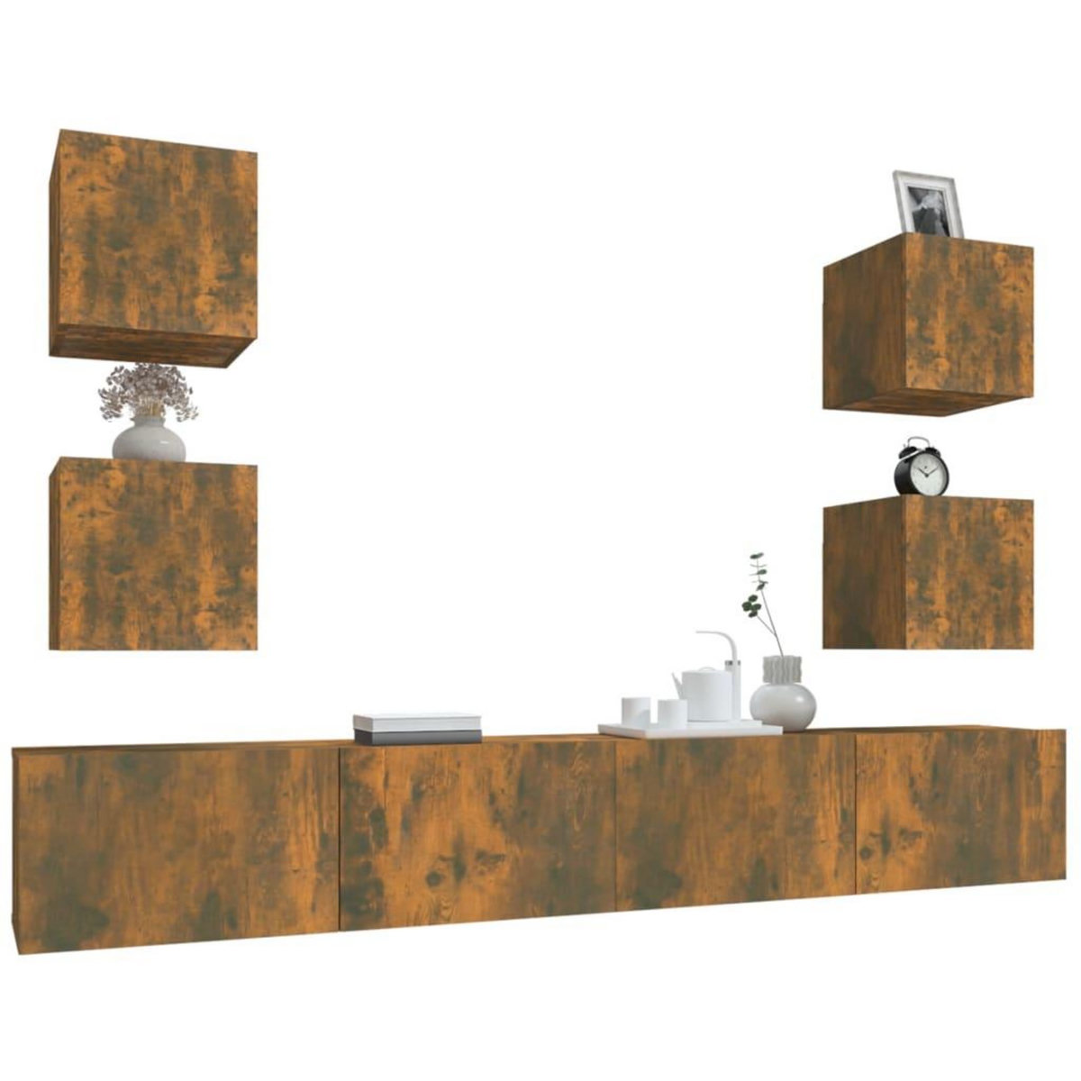 VIDAXL Ensemble de meubles TV 6 pcs Chene fume Bois d'ingenierie