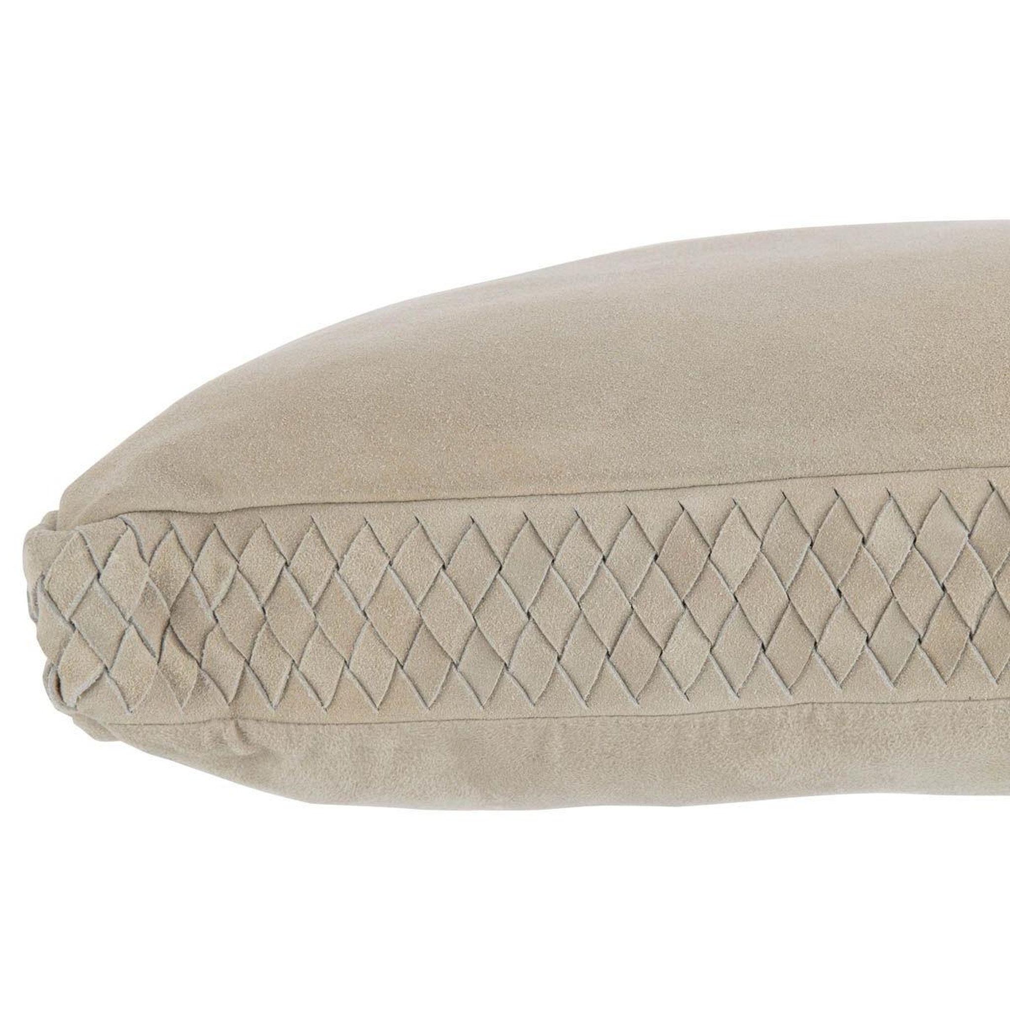 Voir la diapositive 3 : J-LINE Coussin tissé en cuir  coleman  45x45cm gris