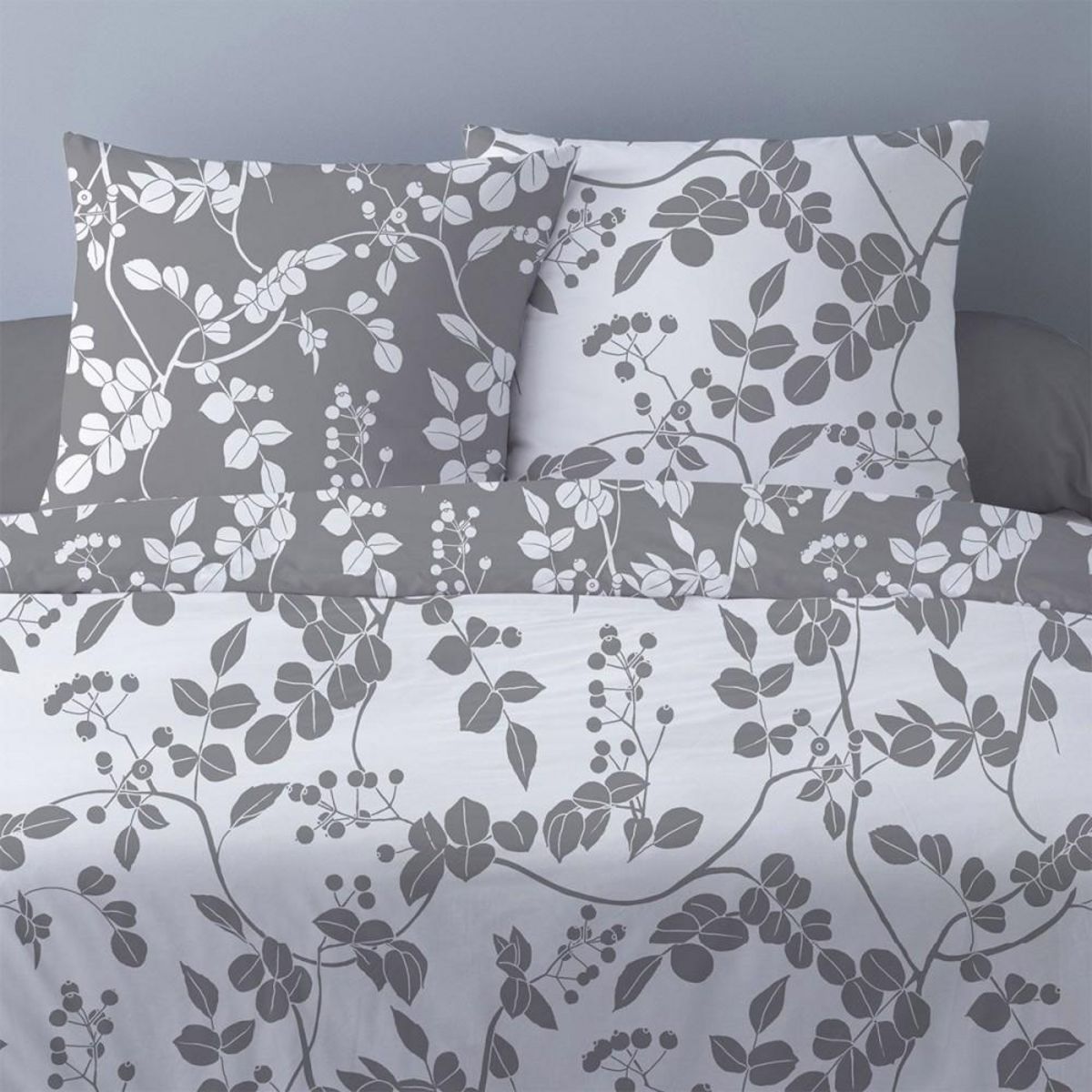 Dourev Housse de couette 240x220 Yuka gris + 2 taies