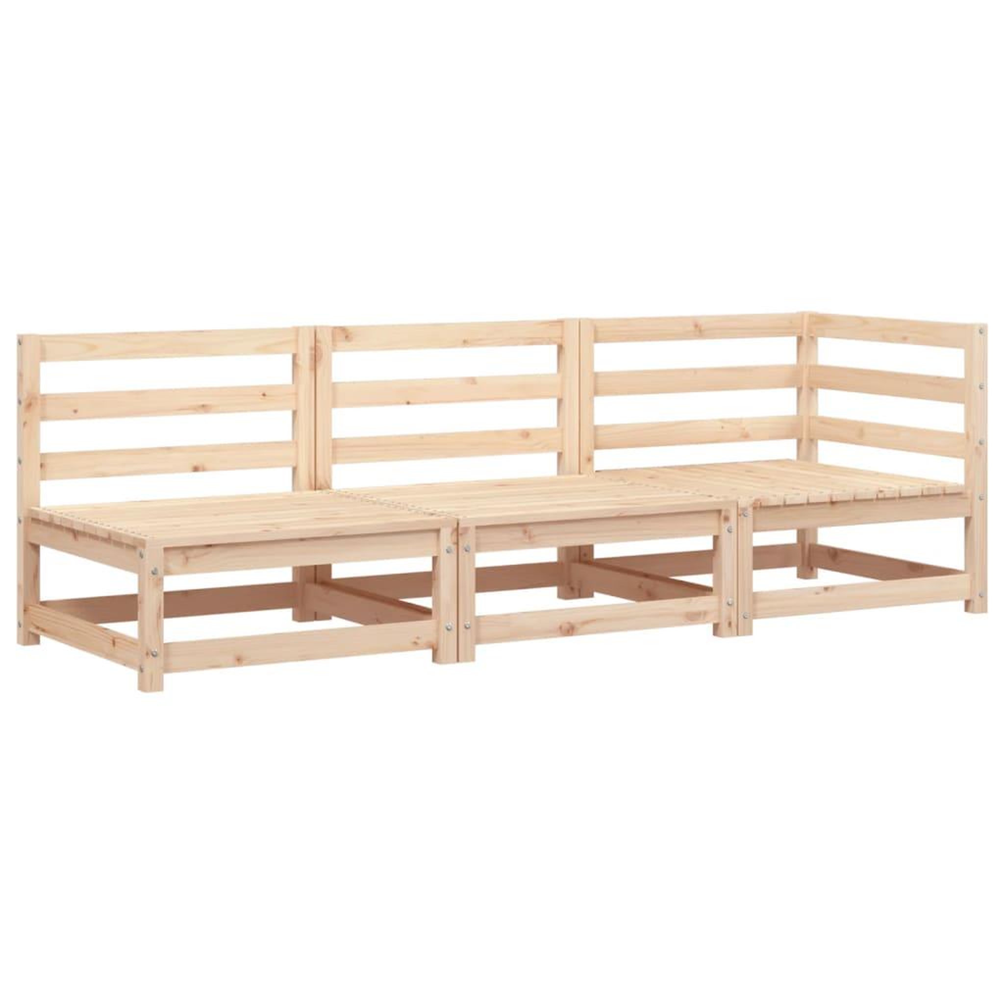 Voir la diapositive 2 : VIDAXL Canape de jardin 3 places bois de pin massif