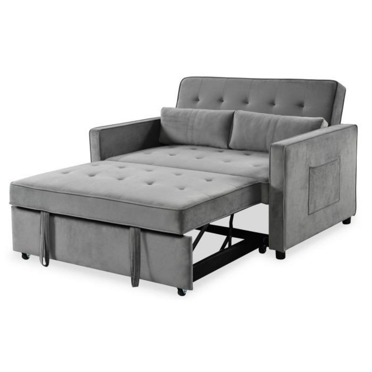 Paris Prix Canapé Convertible 2 Places Velours  Léa  133cm Gris