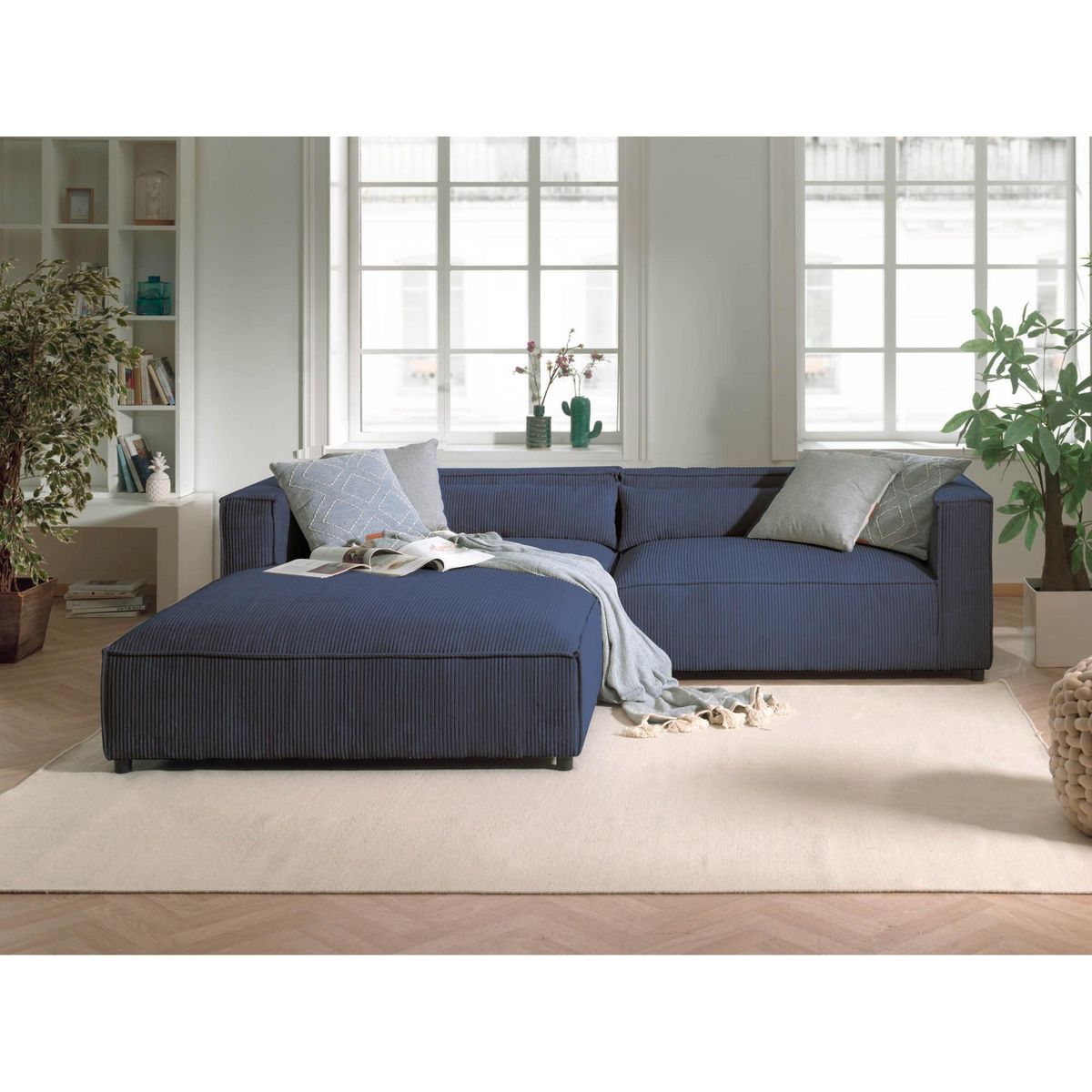 LISA DESIGN Ela - canapé d'angle gauche 4 places - en velours côtelé - style contemporain