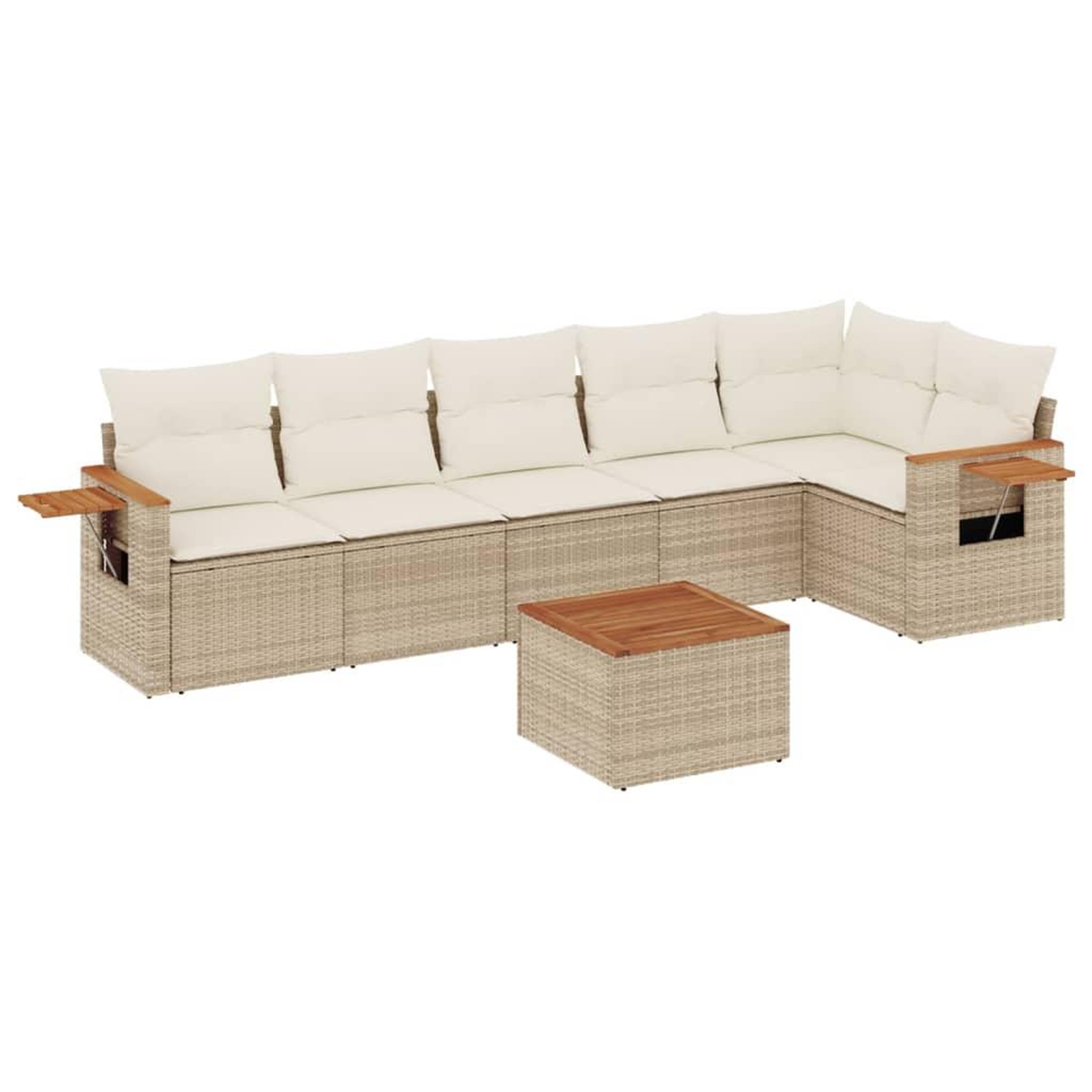 Voir la diapositive 2 : VIDAXL Salon de jardin avec coussins 7 pcs beige resine tressee