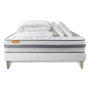 Voir la diapositive 2 : SEPTNUITS Pack matelas + sommier kit blanc Memo Spring Ressorts ensachés MAXI épaisseur + Couette + 2 oreillers