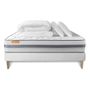 Voir la diapositive 2 : SEPTNUITS Pack matelas + sommier kit blanc Memo Spring Ressorts ensachés MAXI épaisseur + Couette + 2 oreillers