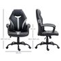 VINSETTO Chaise de bureau ergonomique fauteuil de bureau style gaming pivotant hauteur réglable en similicuir avec dossier et accoudoir gris
