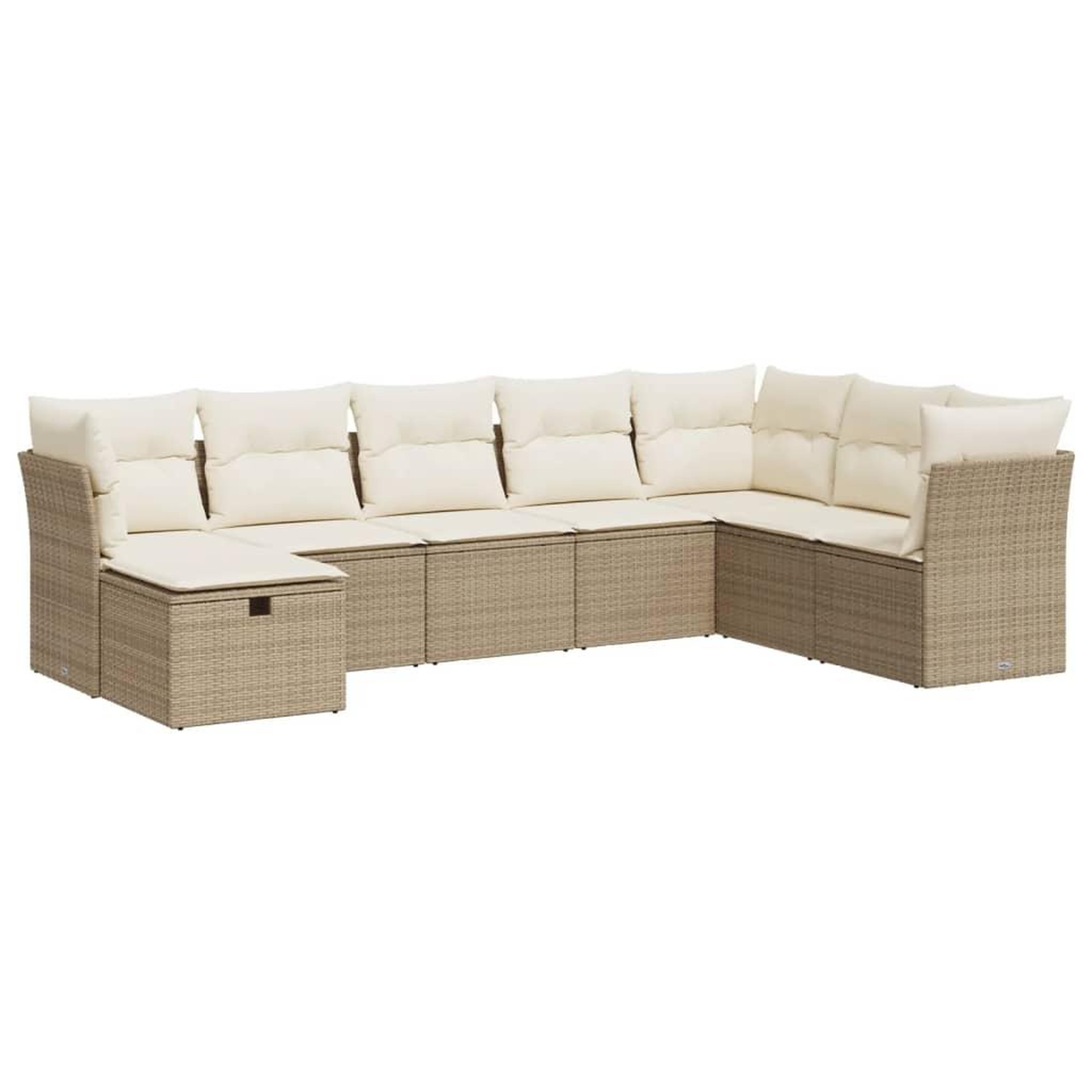 Voir la diapositive 2 : VIDAXL Salon de jardin avec coussins 8 pcs beige resine tressee