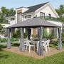 Voir la diapositive 2 : OUTSUNNY Tonnelle barnum pavillon de jardin style colonial double toit toiles latérales amovibles gris