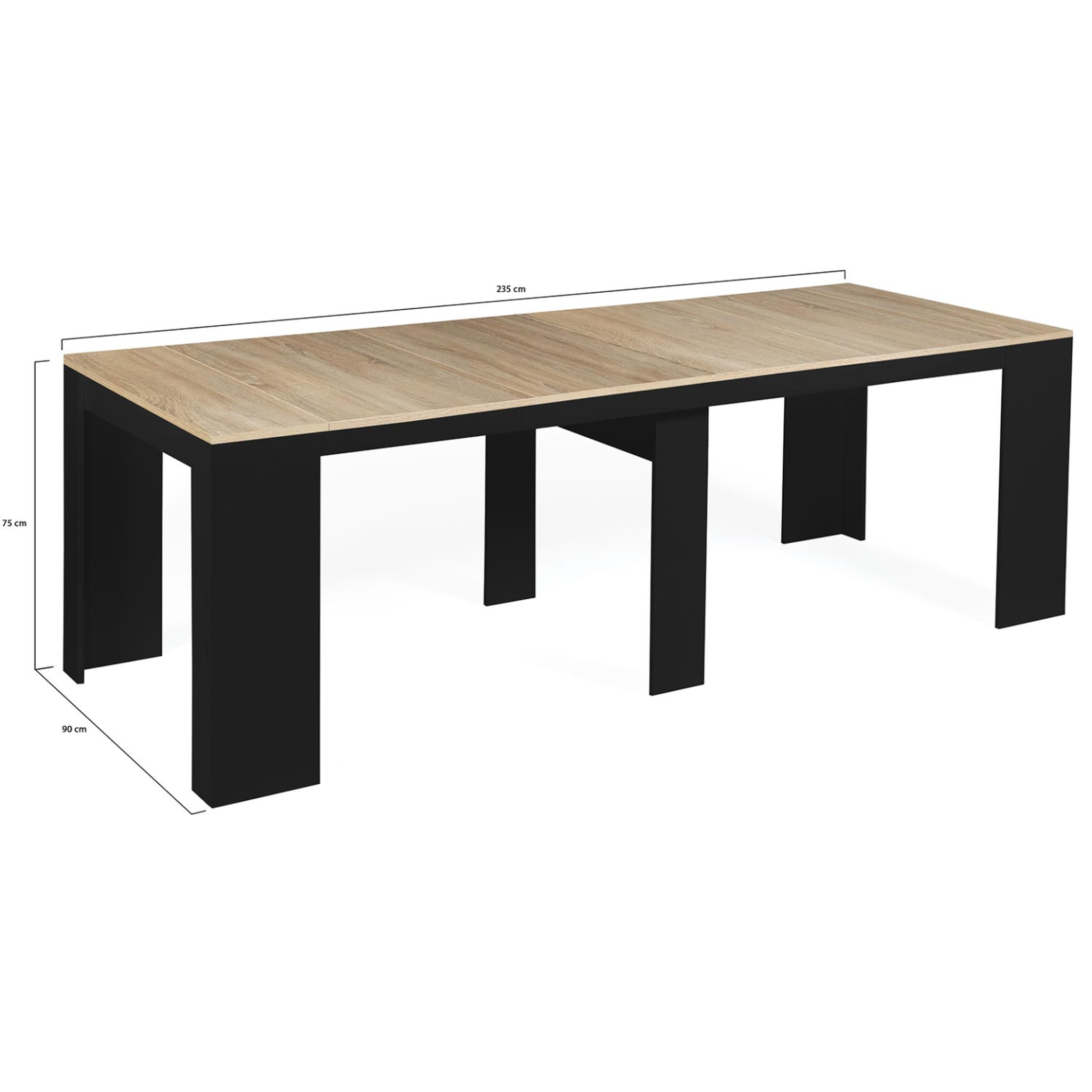 Voir la diapositive 6 : ID MARKET Table console extensible orlando 10 personnes 235 cm bois noir et façon hêtre