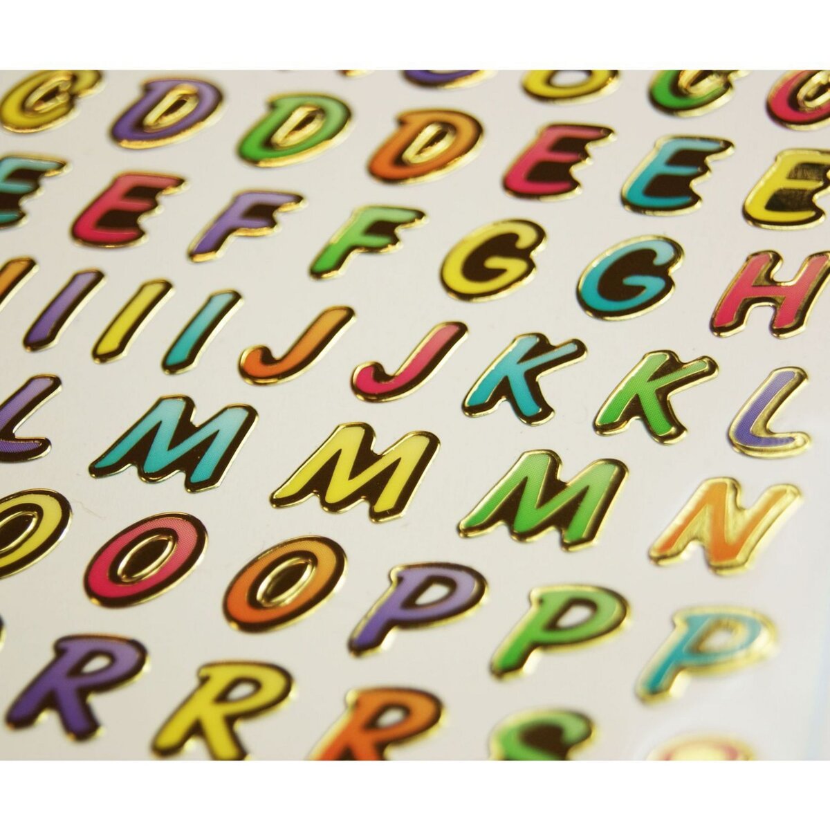  63 Autocollants - Alphabet Multicolore - Brillant - 1,8 cm