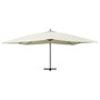 Voir la diapositive 3 : VIDAXL Parasol de jardin en porte-a-faux avec mat en bois blanc sable