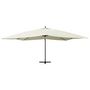 Voir la diapositive 3 : VIDAXL Parasol de jardin en porte-a-faux avec mat en bois blanc sable