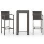 Voir la diapositive 2 : VIDAXL Ensemble de bar d'exterieur 3 pcs accoudoir Resine tressee Gris
