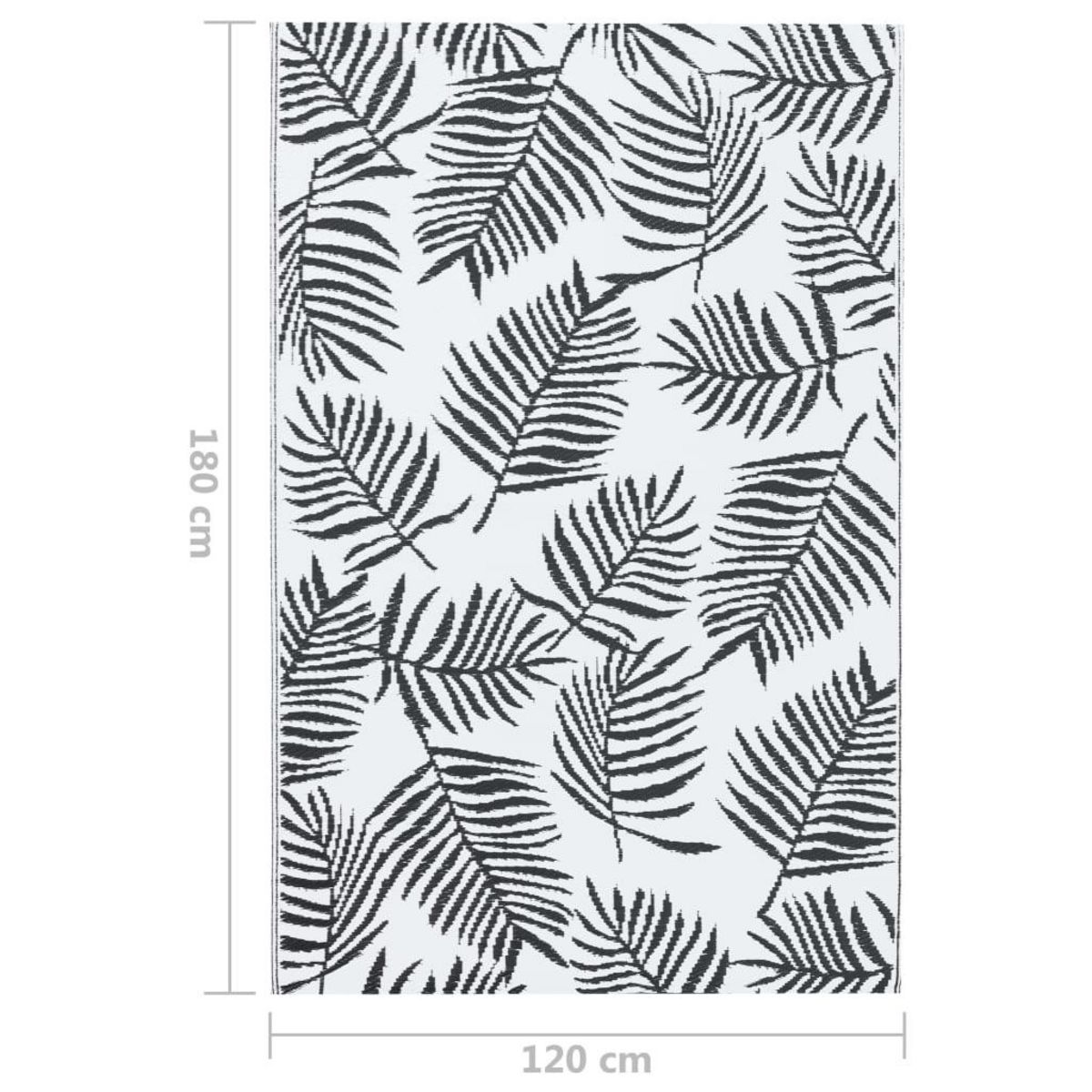 VIDAXL Tapis d'exterieur ARAKIL Blanc et noir 120x180 cm PP