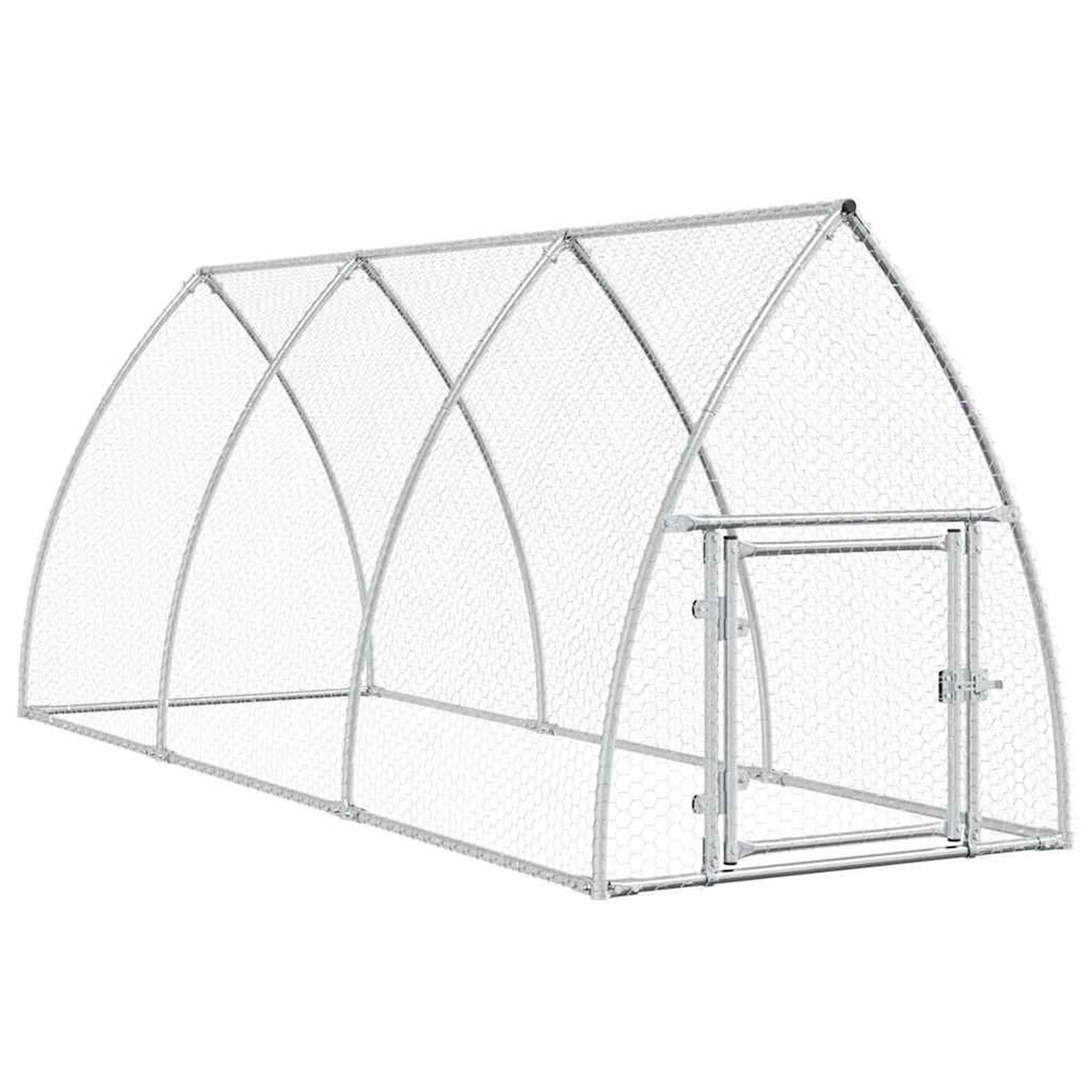Voir la diapositive 2 : VIDAXL Cage pour poules argente 300x105x120 cm acier galvanise
