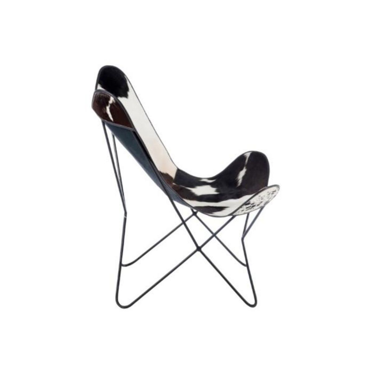 Paris Prix Fauteuil Design Peau de Vache  Papillon  92cm Noir & Blanc