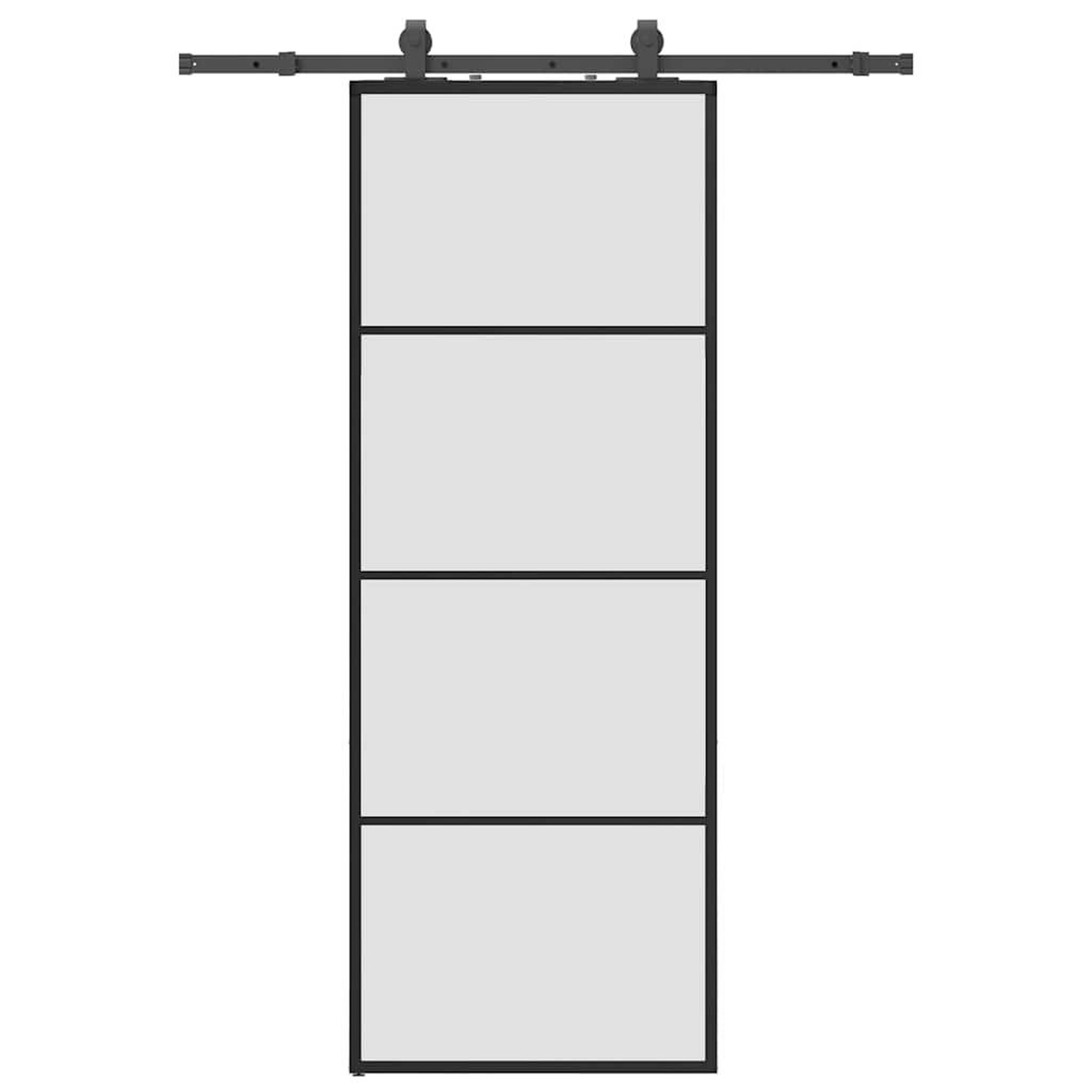 Voir la diapositive 2 : VIDAXL Porte coulissante kit de quincaillerie noir 76x205 cm verre ESG