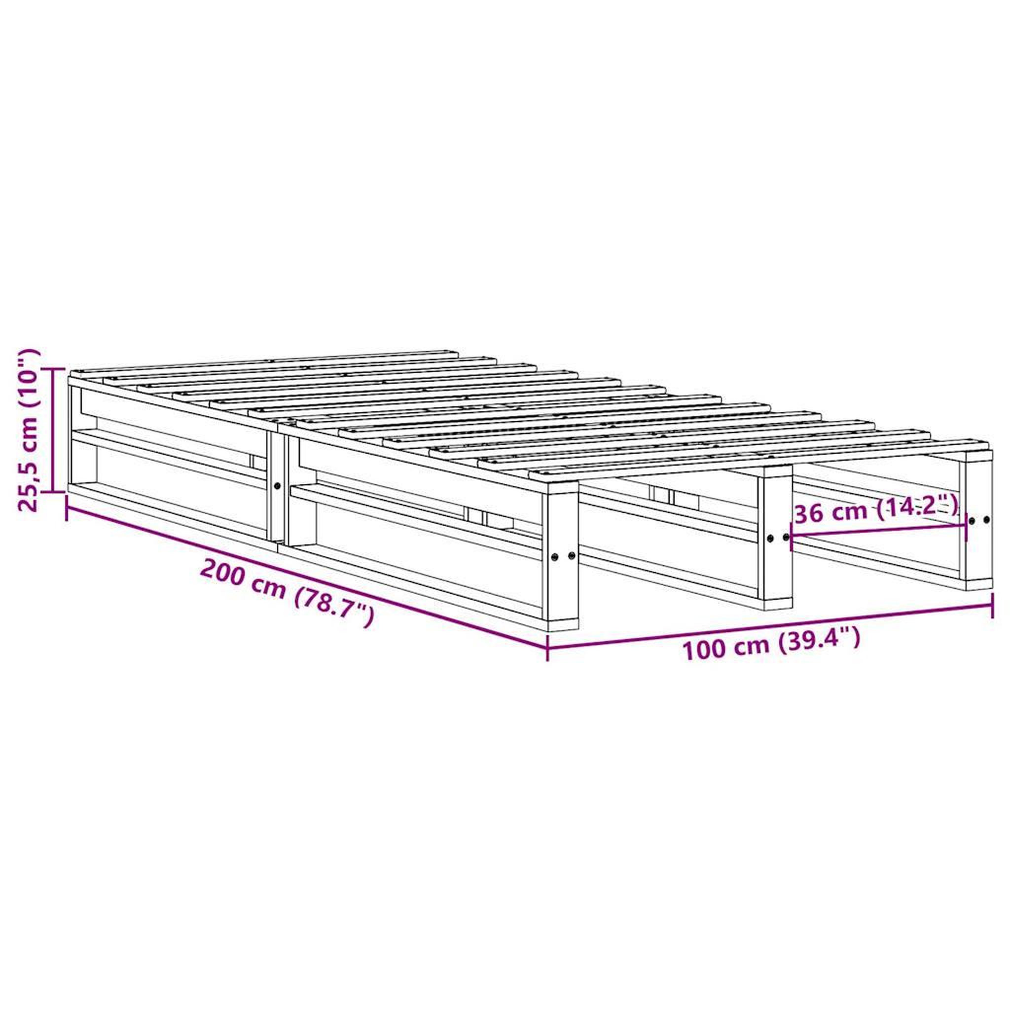 Voir la diapositive 6 : VIDAXL Cadre de lit sans matelas cire marron 100x200cm bois pin massif
