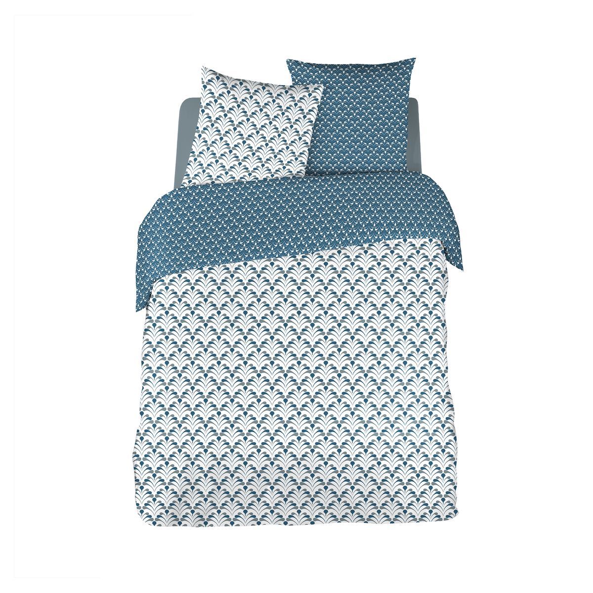 Parure housse de couette en satin de coton 70 fils motifs paon