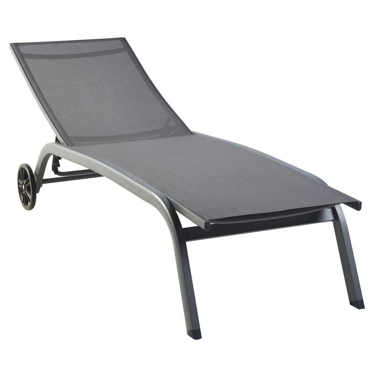 GARDENSTAR Bain de soleil avec dossier réglable - Textilène et acier - Gris