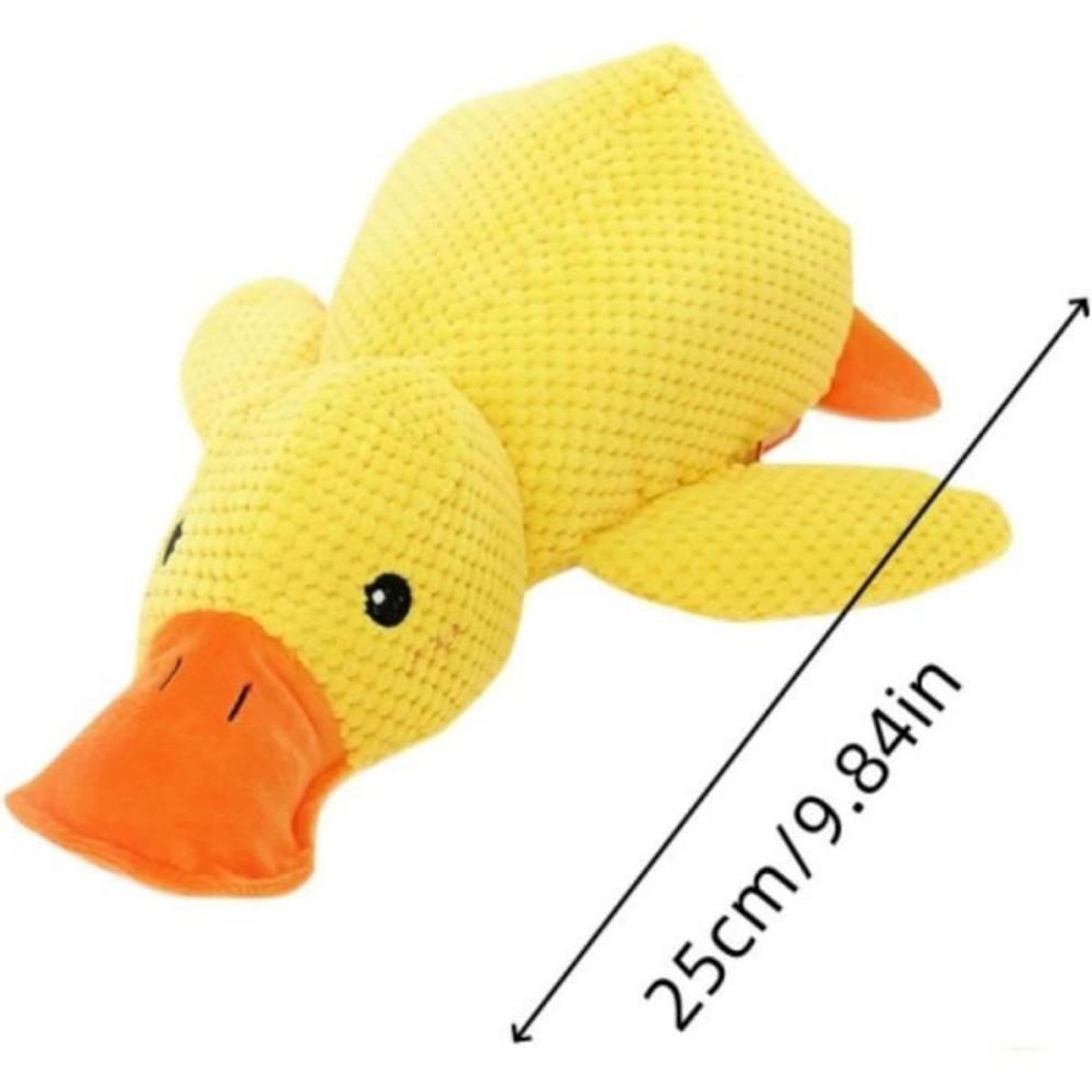 Voir la diapositive 4 : Jouet pour chien canard en peluche jaune avec son coin-coin 25 cm, tissu robuste pour mâcheurs agressifs