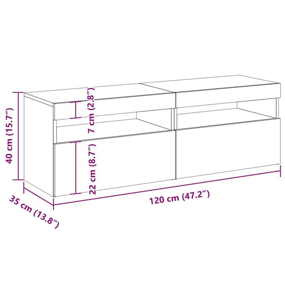 VIDAXL Meubles TV avec lumieres LED 2 pcs blanc brillant 60x35x40 cm