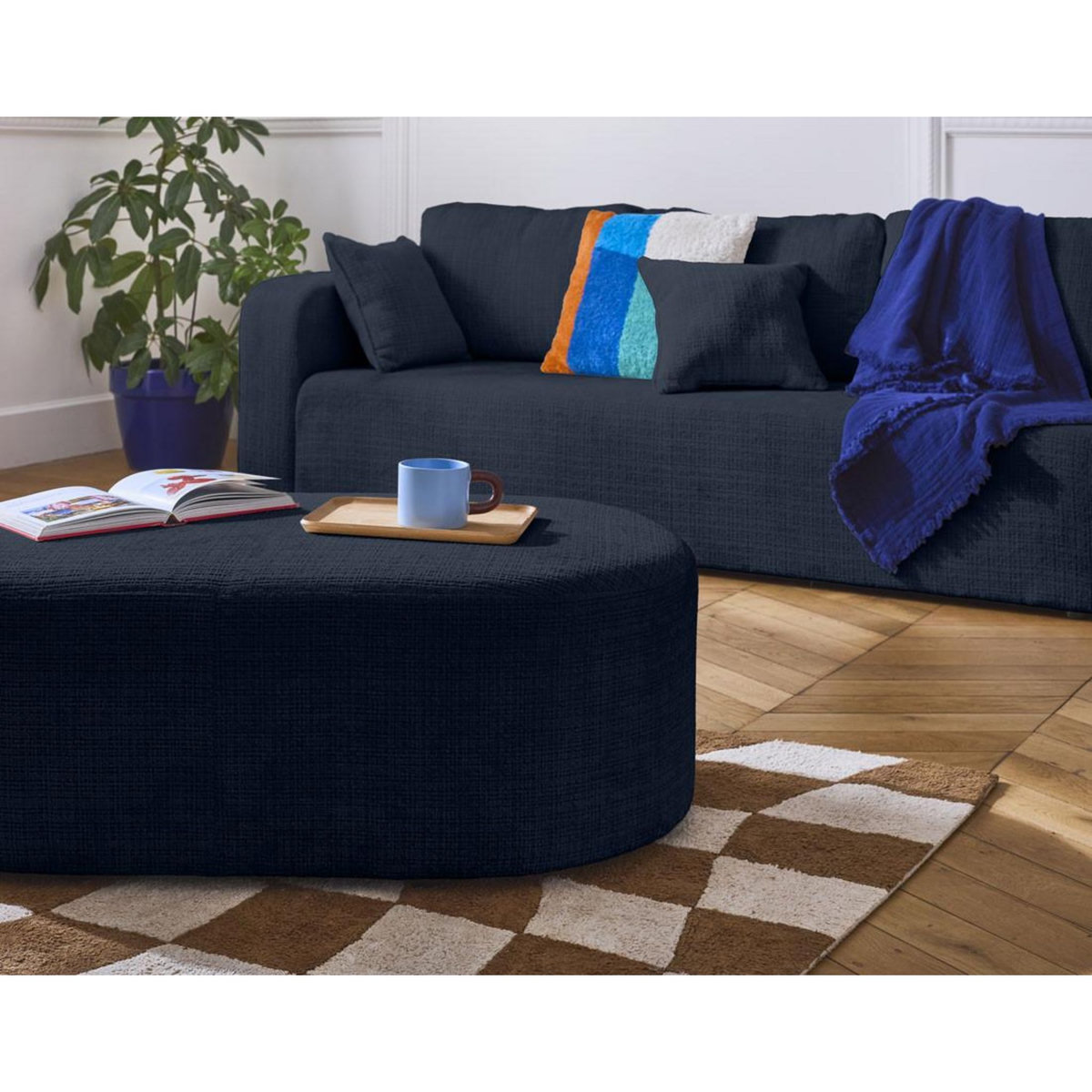 BEST MOBILIER Miro - pouf en velours texturé