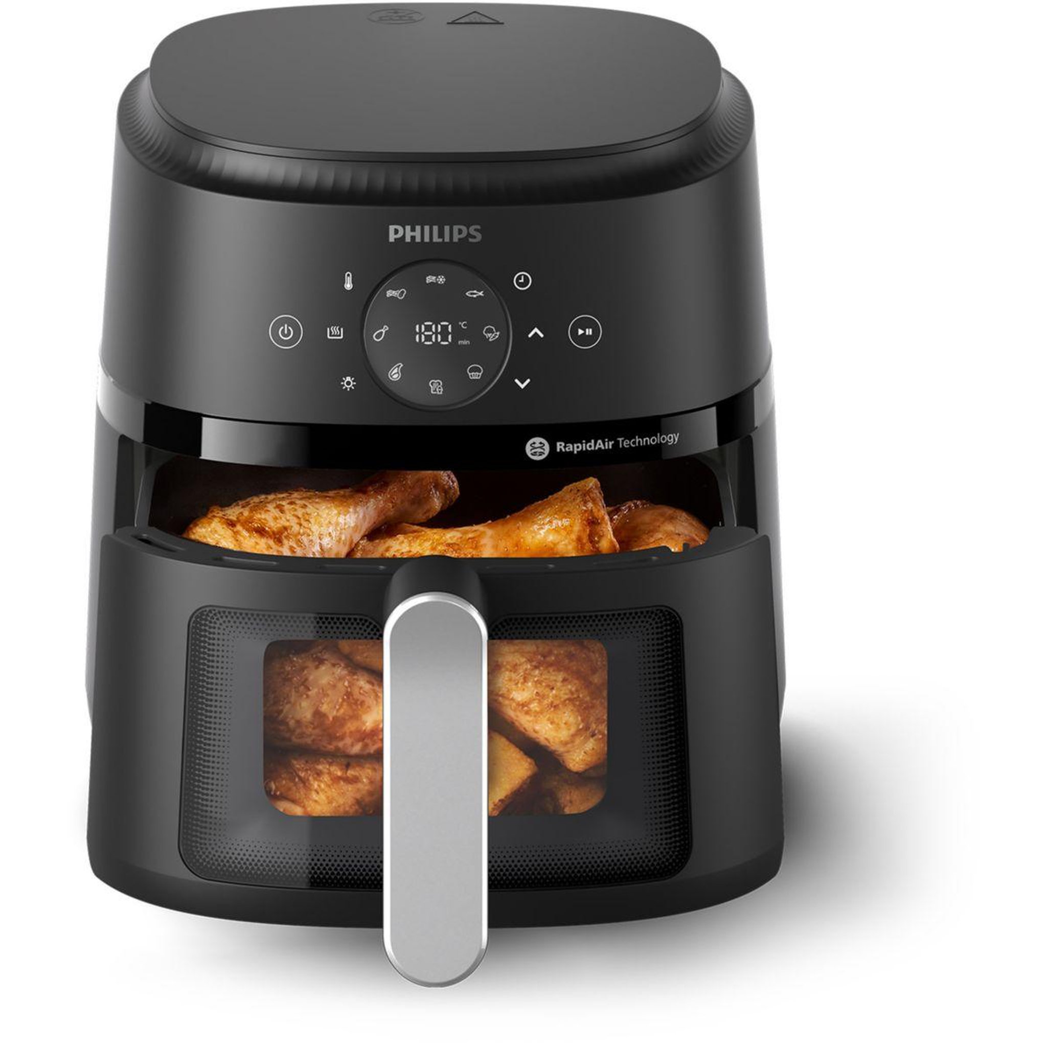 philips airfryer na221/00 friteuse sans huile avec fenêtre de cuisson noir/argent, série 2000 4.2l
