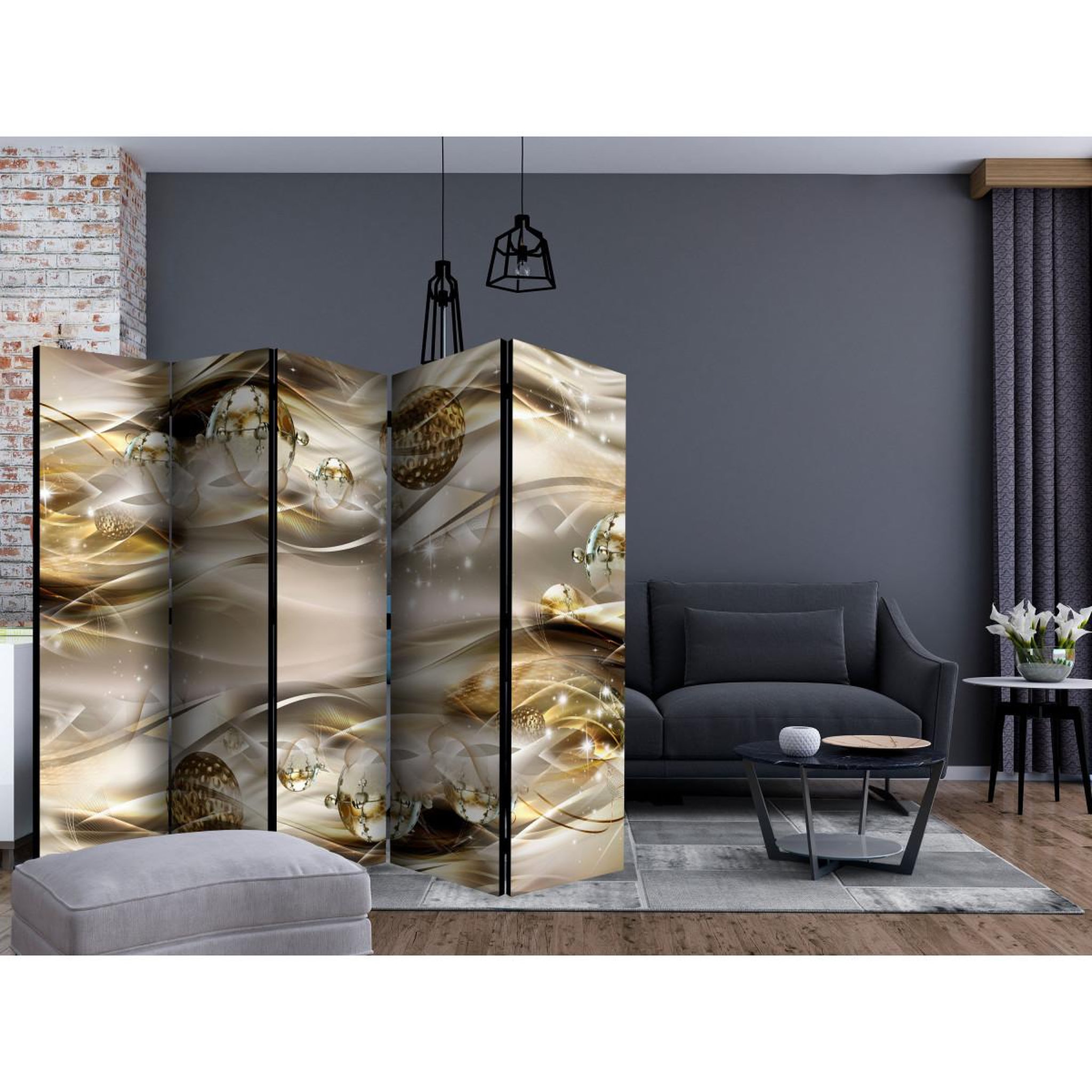 Voir la diapositive 2 : Paris Prix Paravent 5 volets  golden nebula  172x225cm