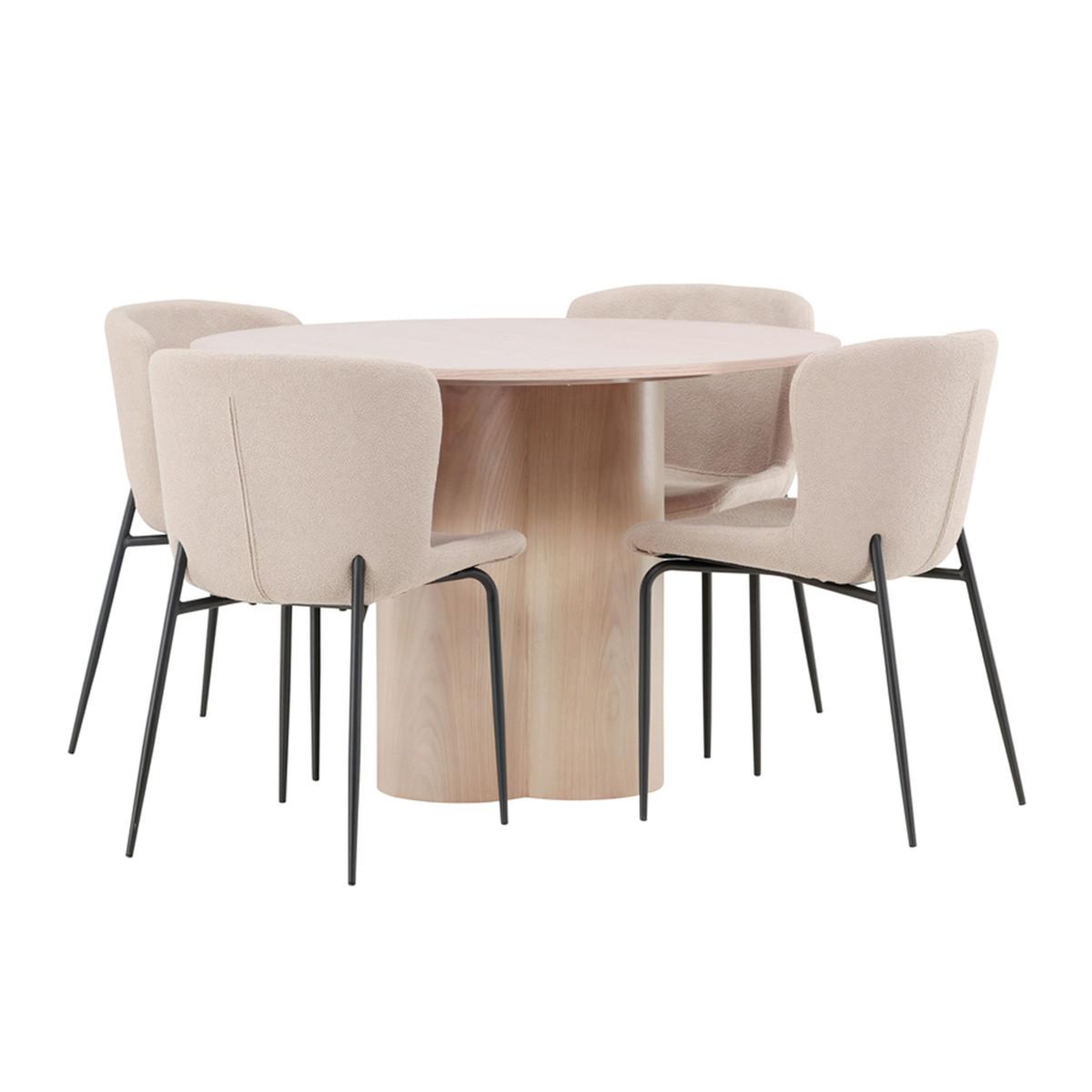 Paris Prix Ensemble table à manger & 4 chaises  olivia & modesto  110cm naturel & beige