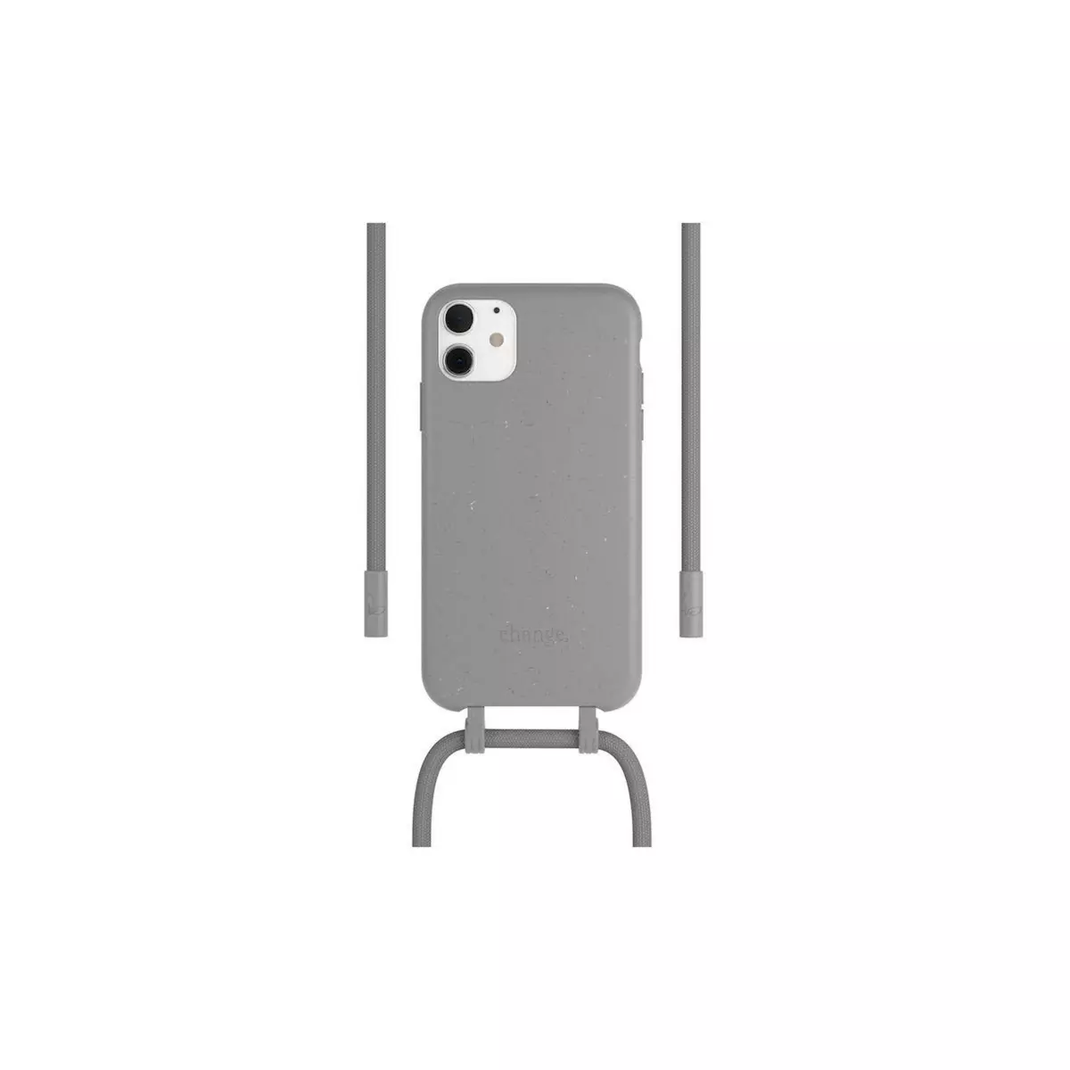 WOODCESSORIES Coque avec cordon iPhone 11 Tour de cou Bio gris