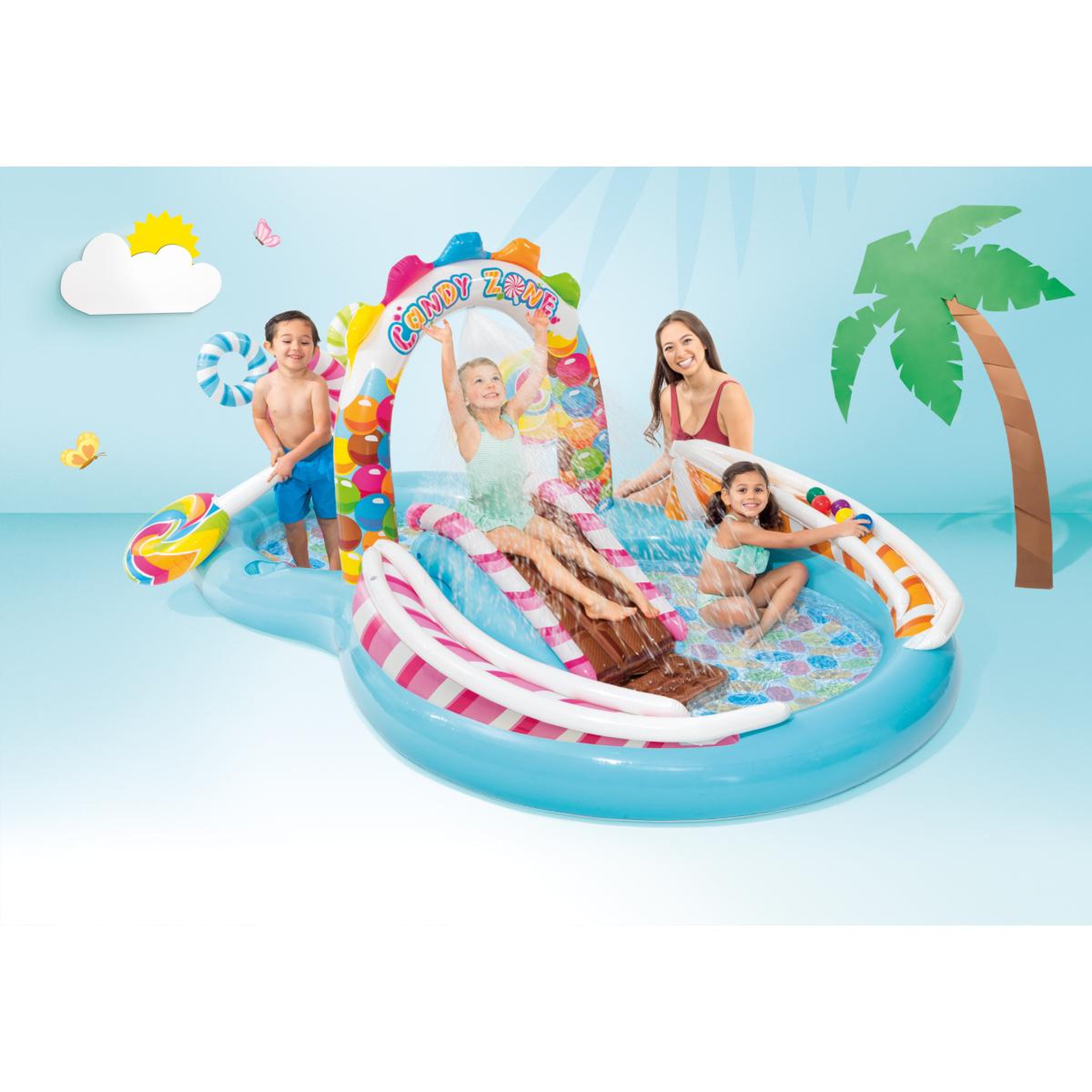 Voir la diapositive 2 : INTEX Aire de jeux gonflable royaume des bonbons - 57149np