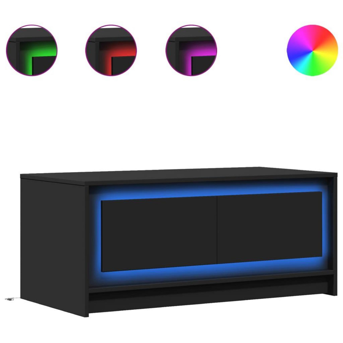 VIDAXL Table basse avec lumieres LED noir bois d'ingenierie