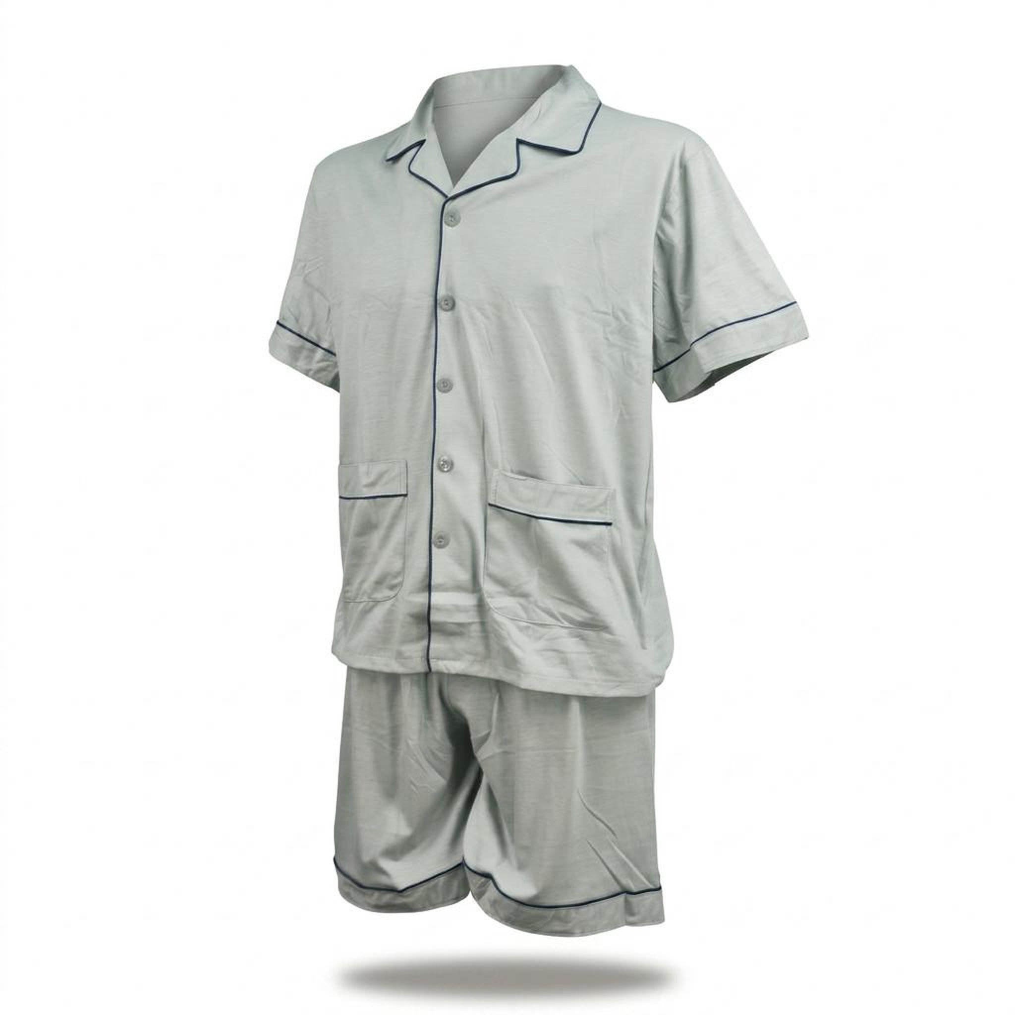 Voir la diapositive 5 : OZABI OZABI Pack 3 Pyjamas Courts Homme Coton Majoritaire, Col Chemise Boutonne
