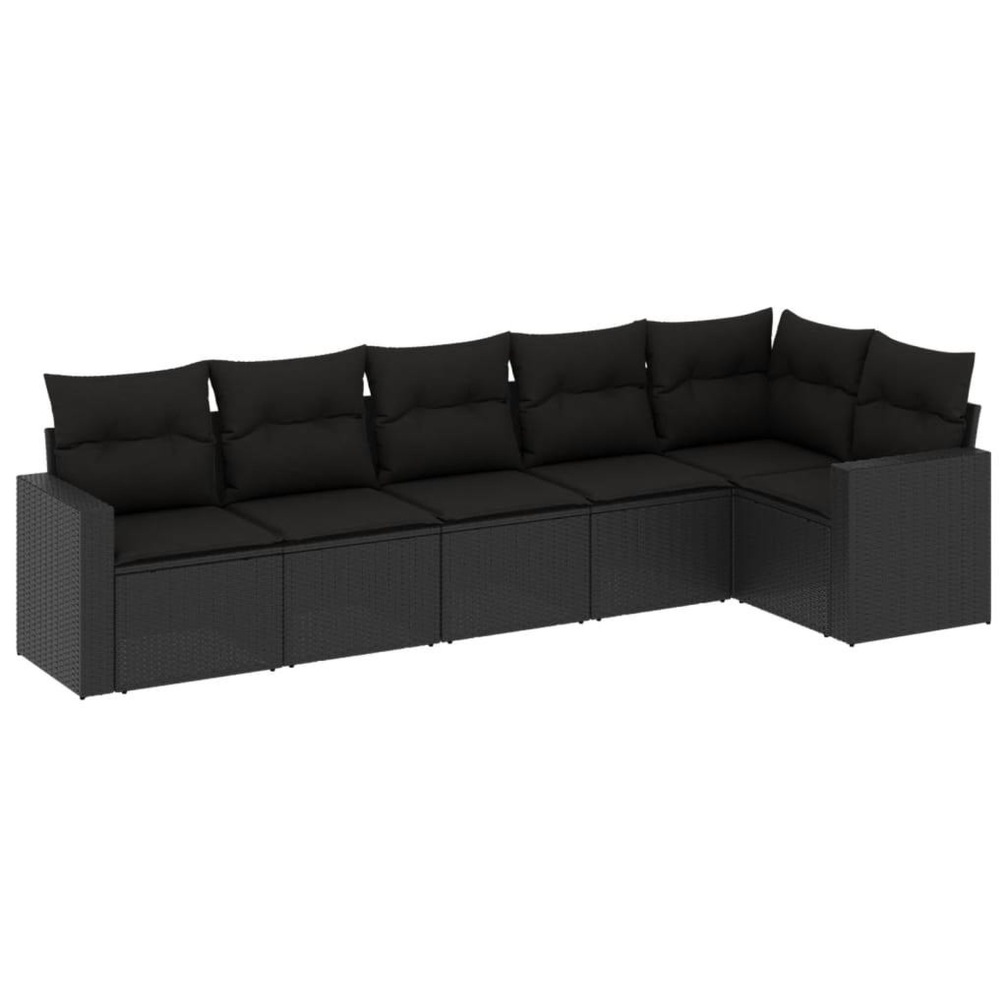Voir la diapositive 2 : VIDAXL Salon de jardin 6 pcs avec coussins noir resine tressee