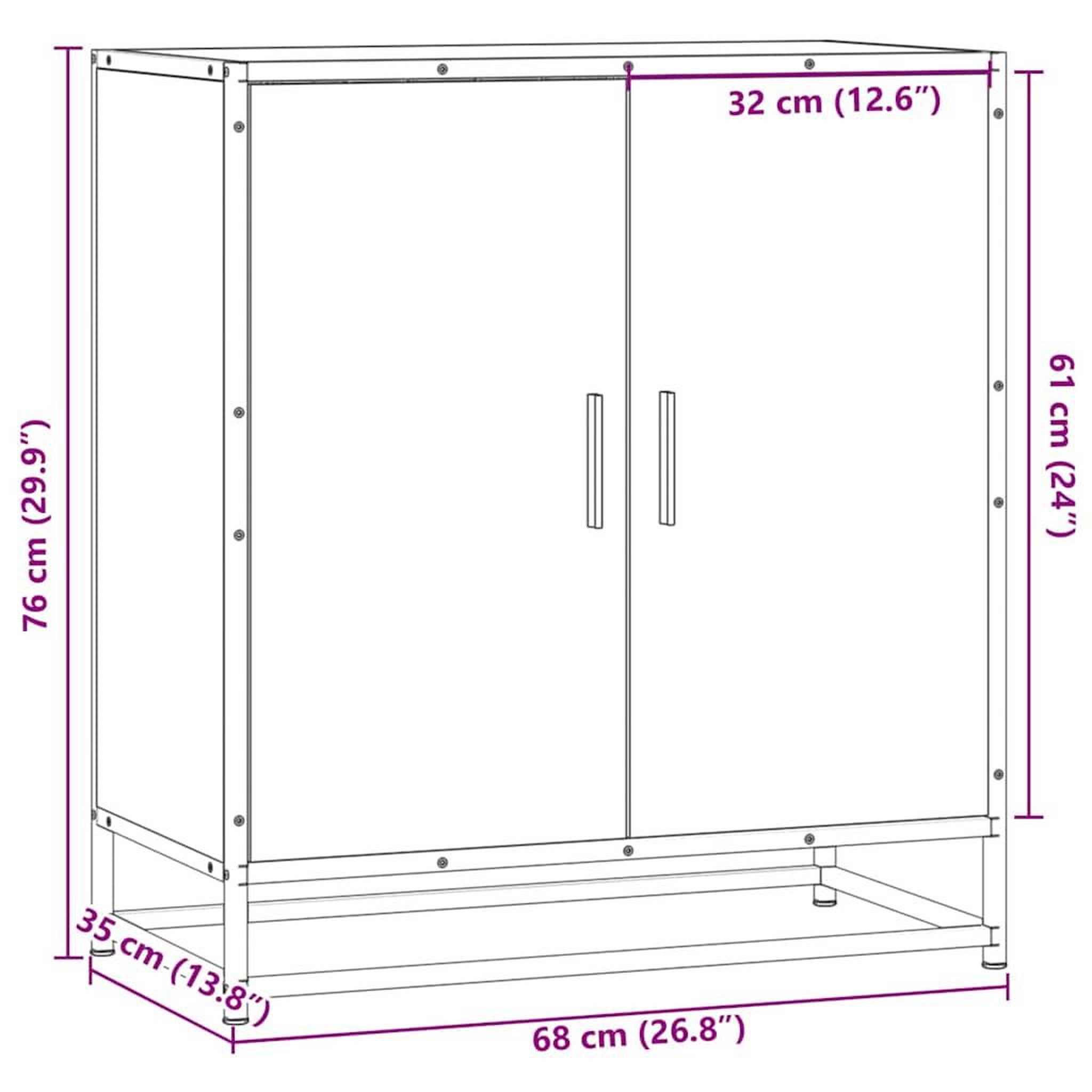 Voir la diapositive 6 : VIDAXL Buffet sonoma gris 68x35x76 cm bois d'ingenierie et metal