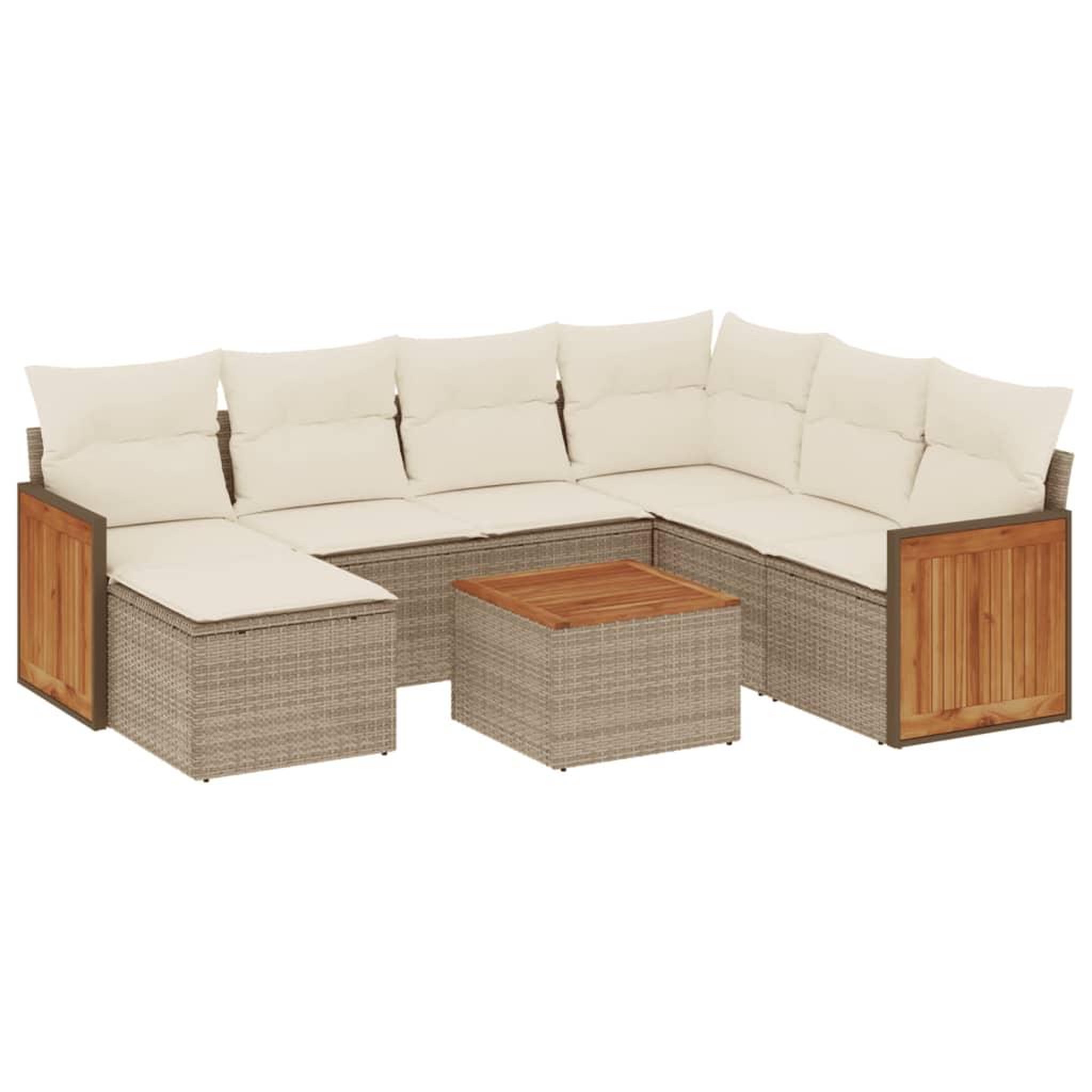 Voir la diapositive 2 : VIDAXL Salon de jardin avec coussins 8 pcs beige resine tressee
