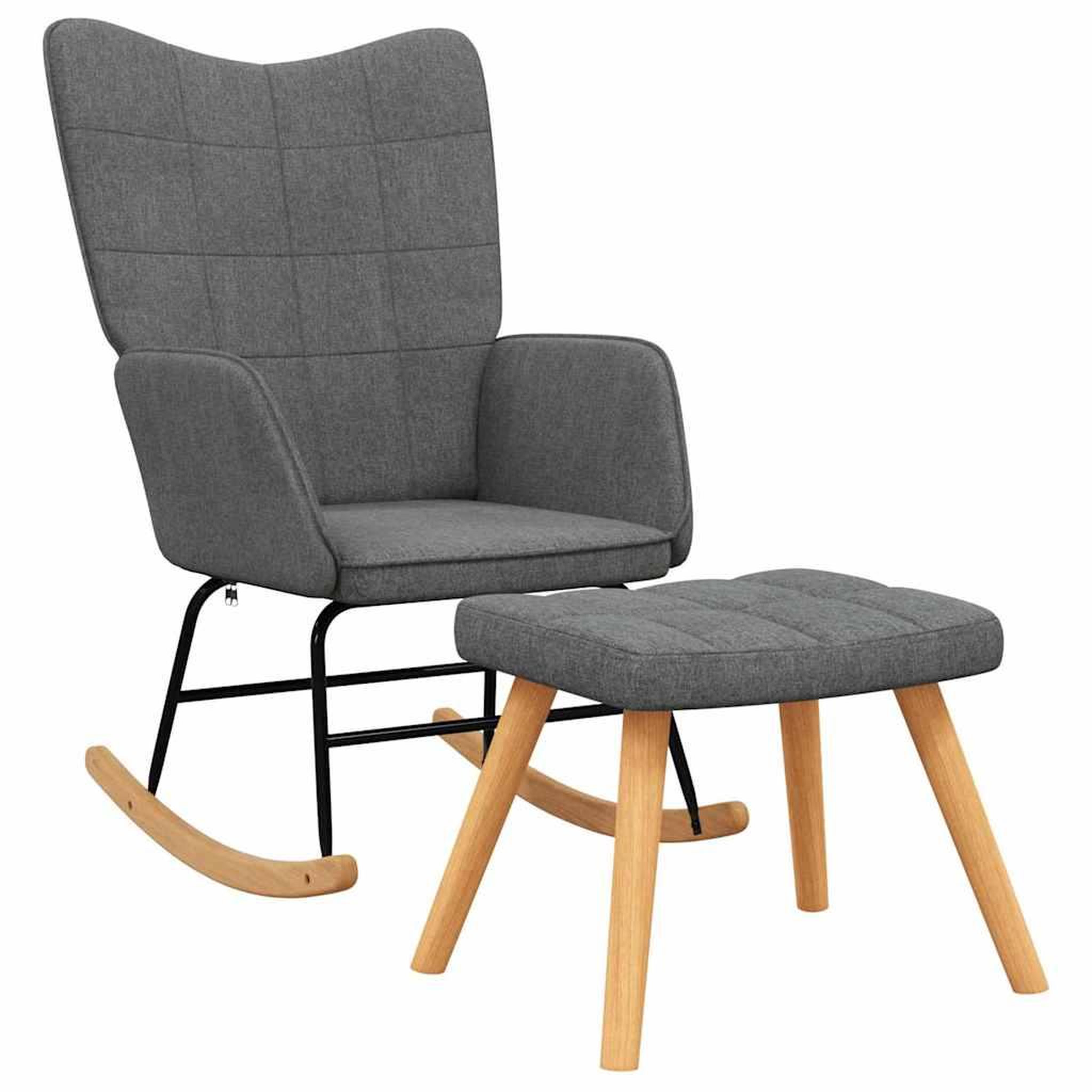 Voir la diapositive 2 : VIDAXL Chaise a bascule avec tabouret Gris fonce Tissu