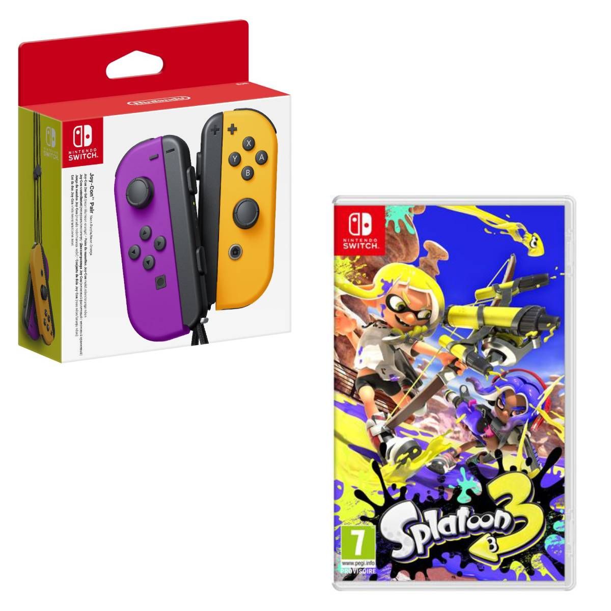 Manette Switch Joy-Con Violet et Orange + Splatoon 3