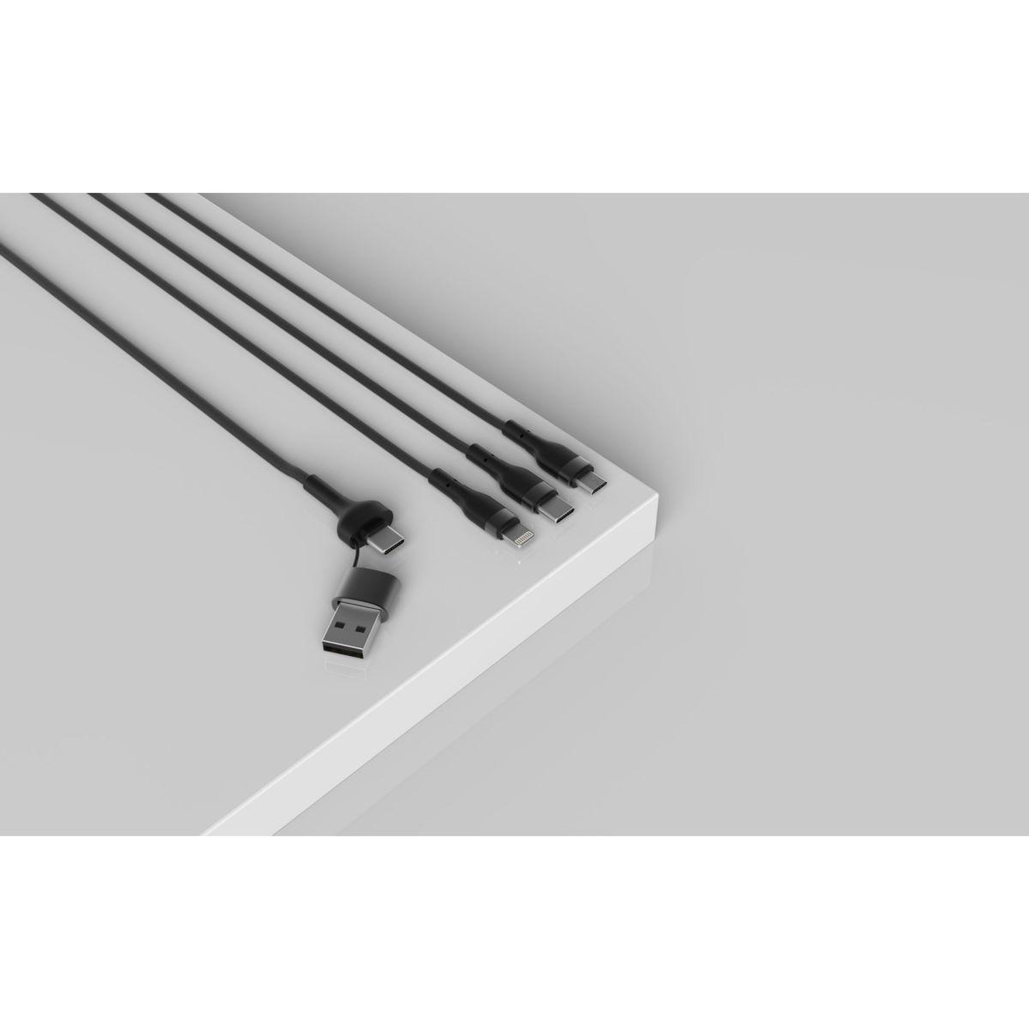 Voir la diapositive 3 : Mobility Lab Câble trio 3 en 2 Lightning micro USB  USBC 1m tres