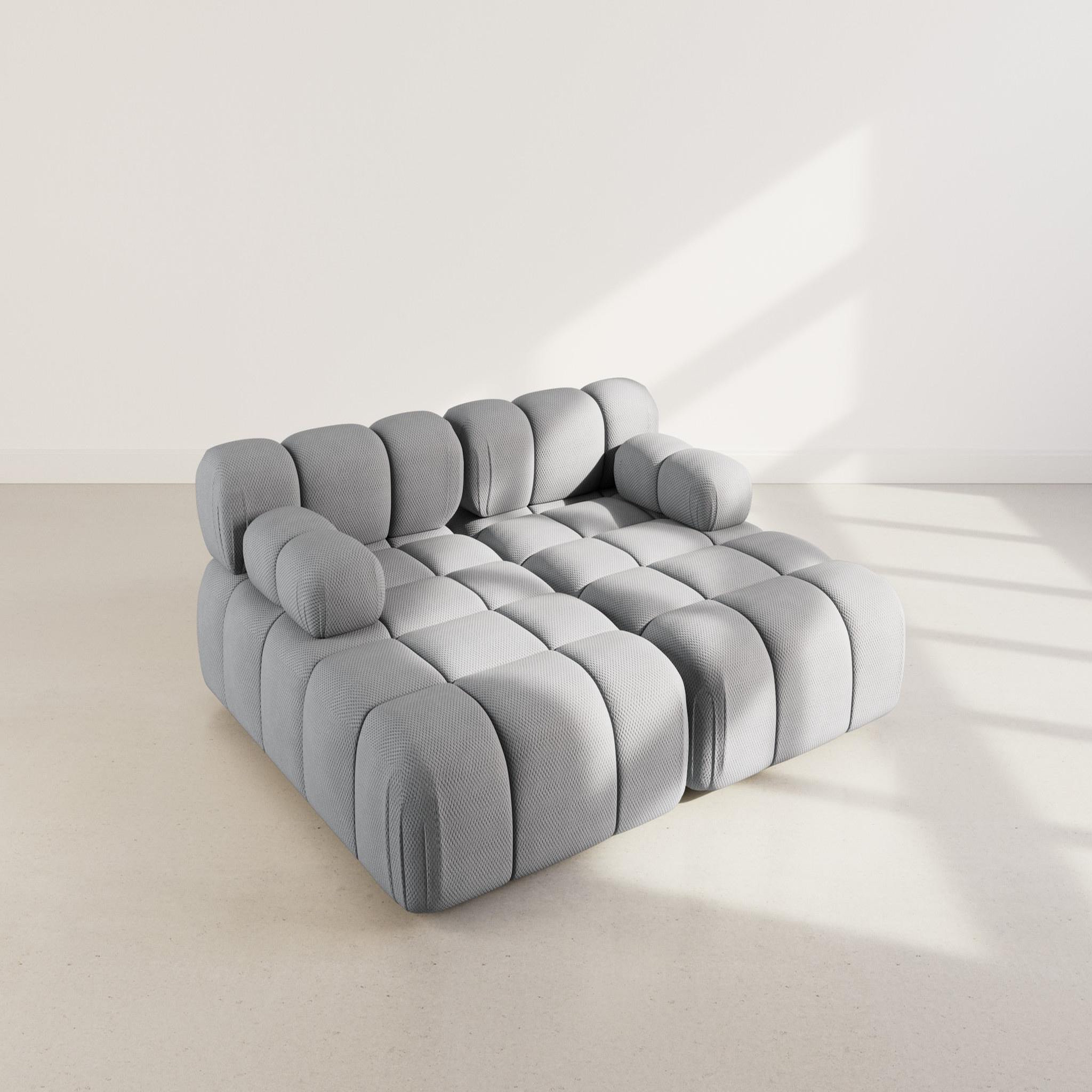 Voir la diapositive 3 : LISA DESIGN Ruby - canapé droit 4 places avec double méridienne - assise profonde - en velours texturé