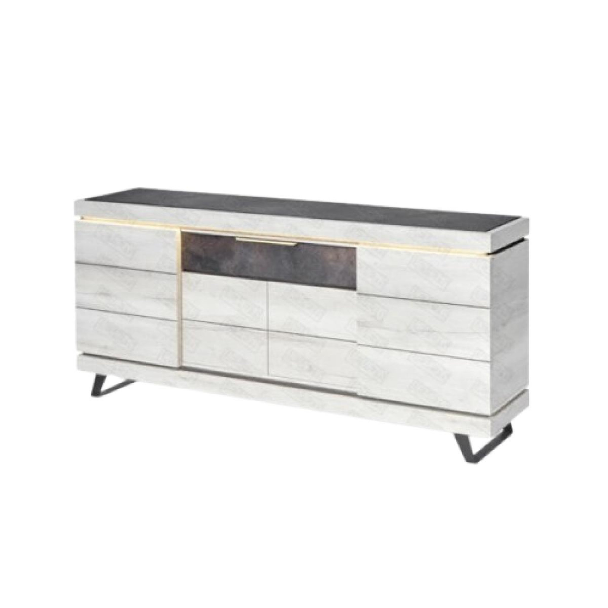 JLC KREATION Buffet contemporain chêne blanchi 4 portes 225cm gilda